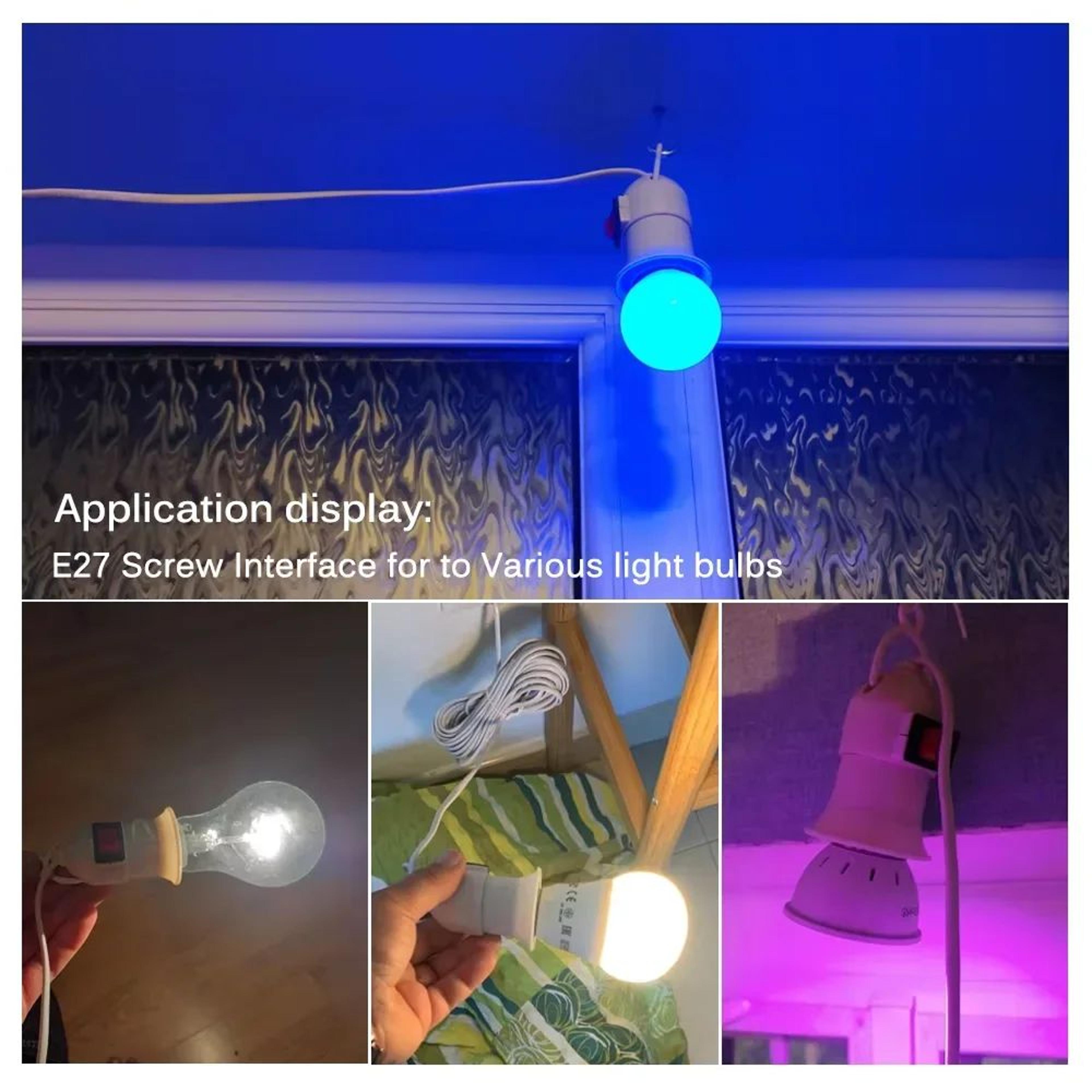 Flexible E27 Plug In Lamp Holder With Switch And EU Plug 4