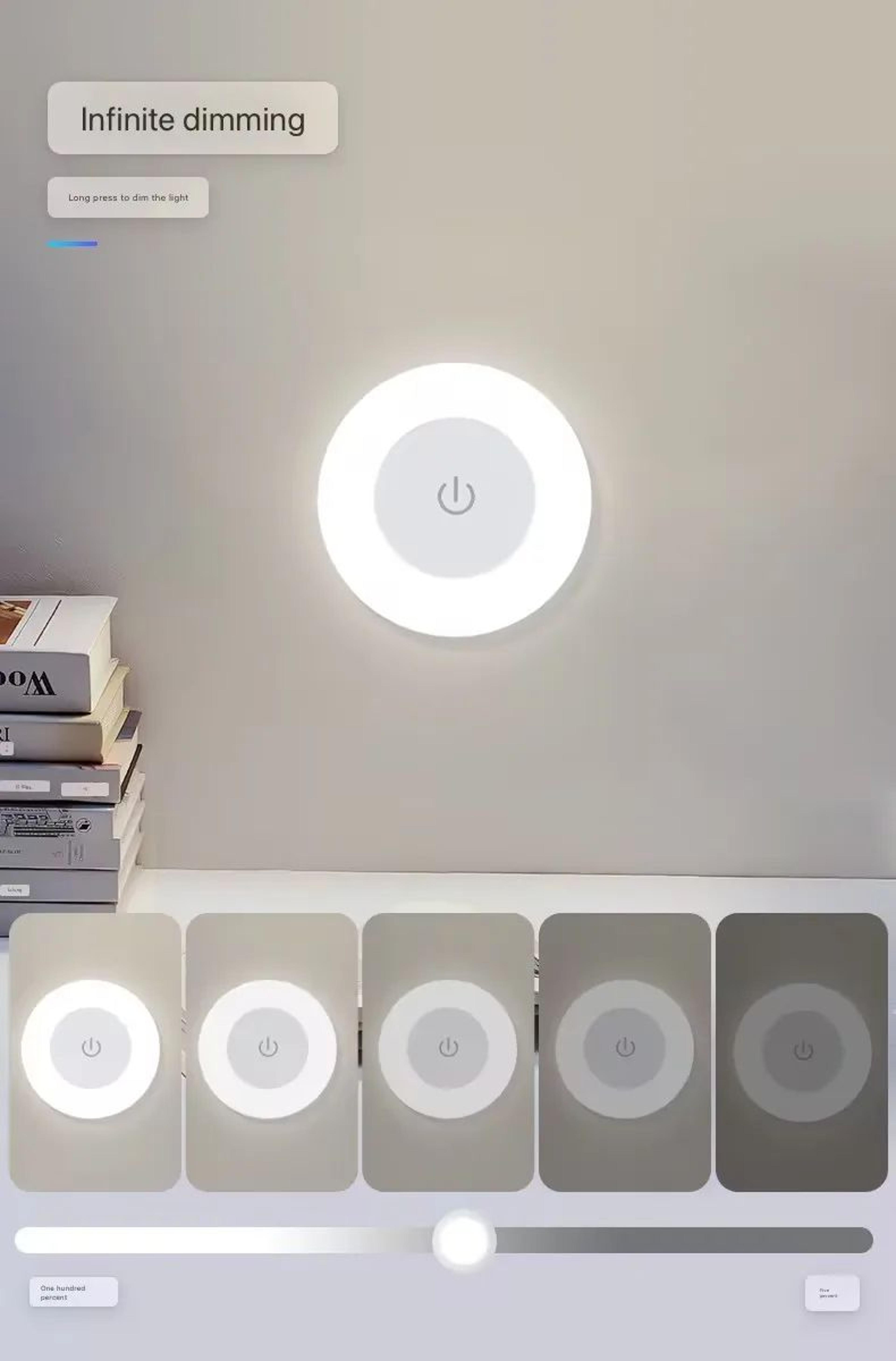 USB Rechargeable Round LED Night Light With Touch Control And Magnetic Mount 2