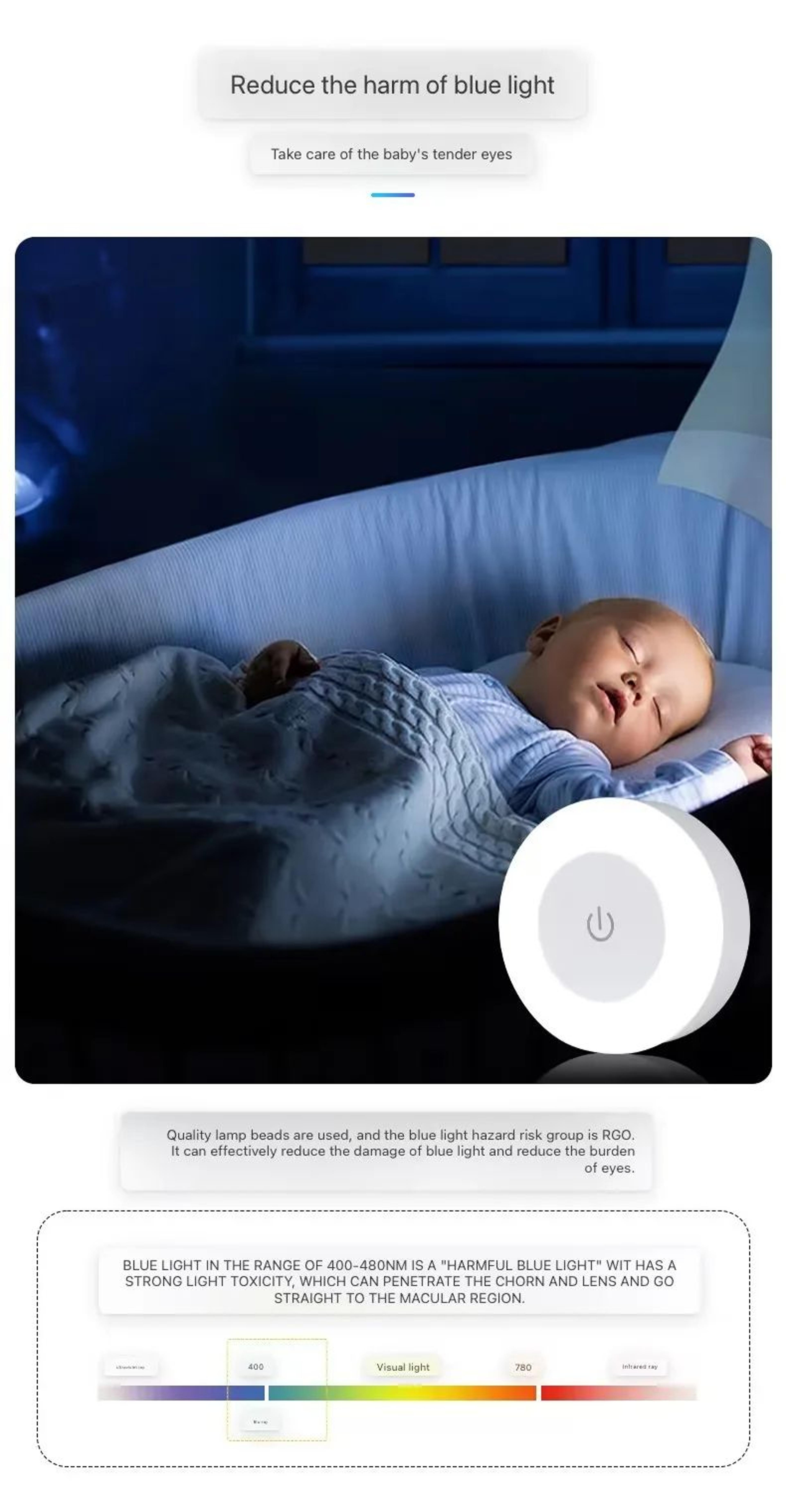 USB Rechargeable Round LED Night Light With Touch Control And Magnetic Mount 3