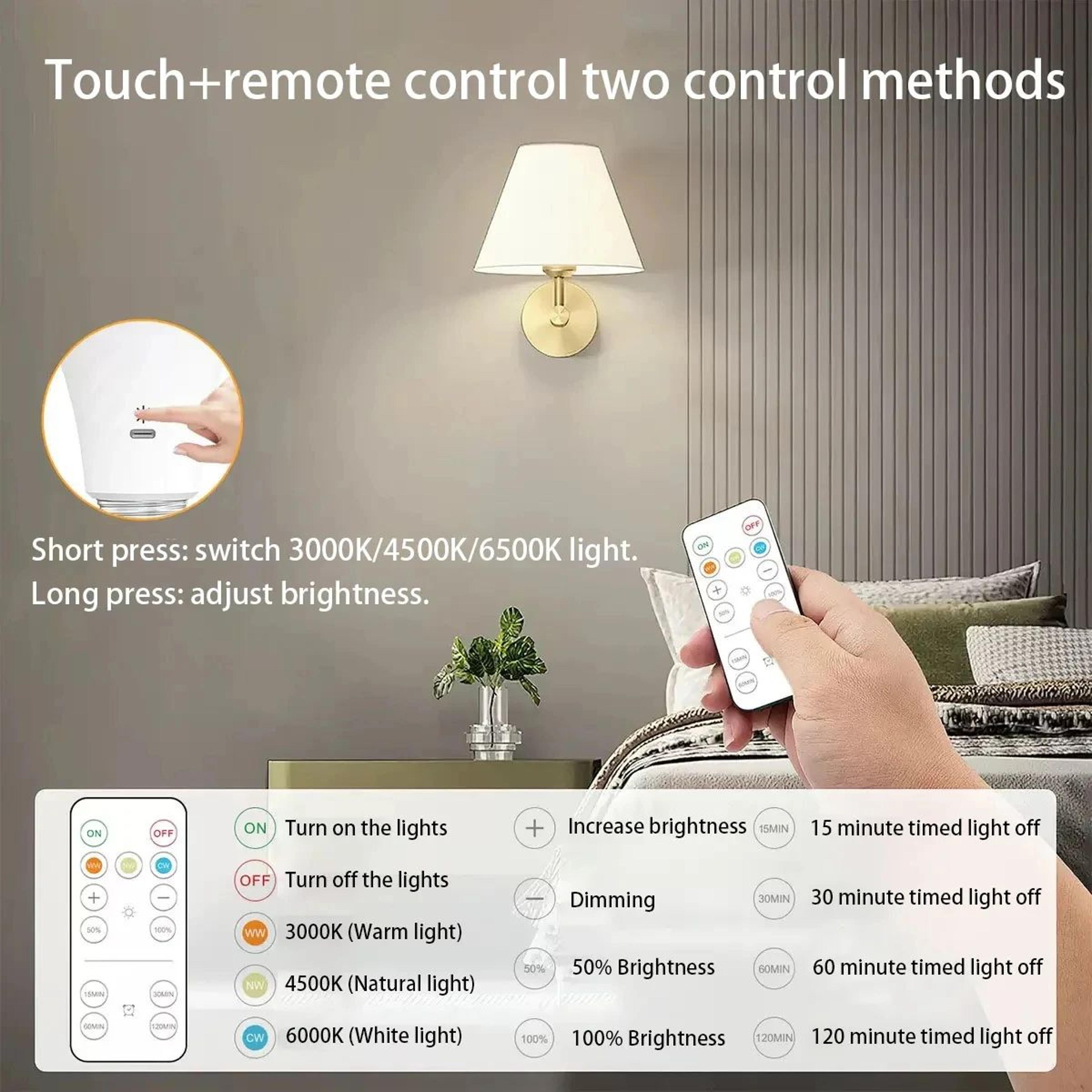 USB C Rechargeable Emergency Bulb With Remote And Three Light Colors 1