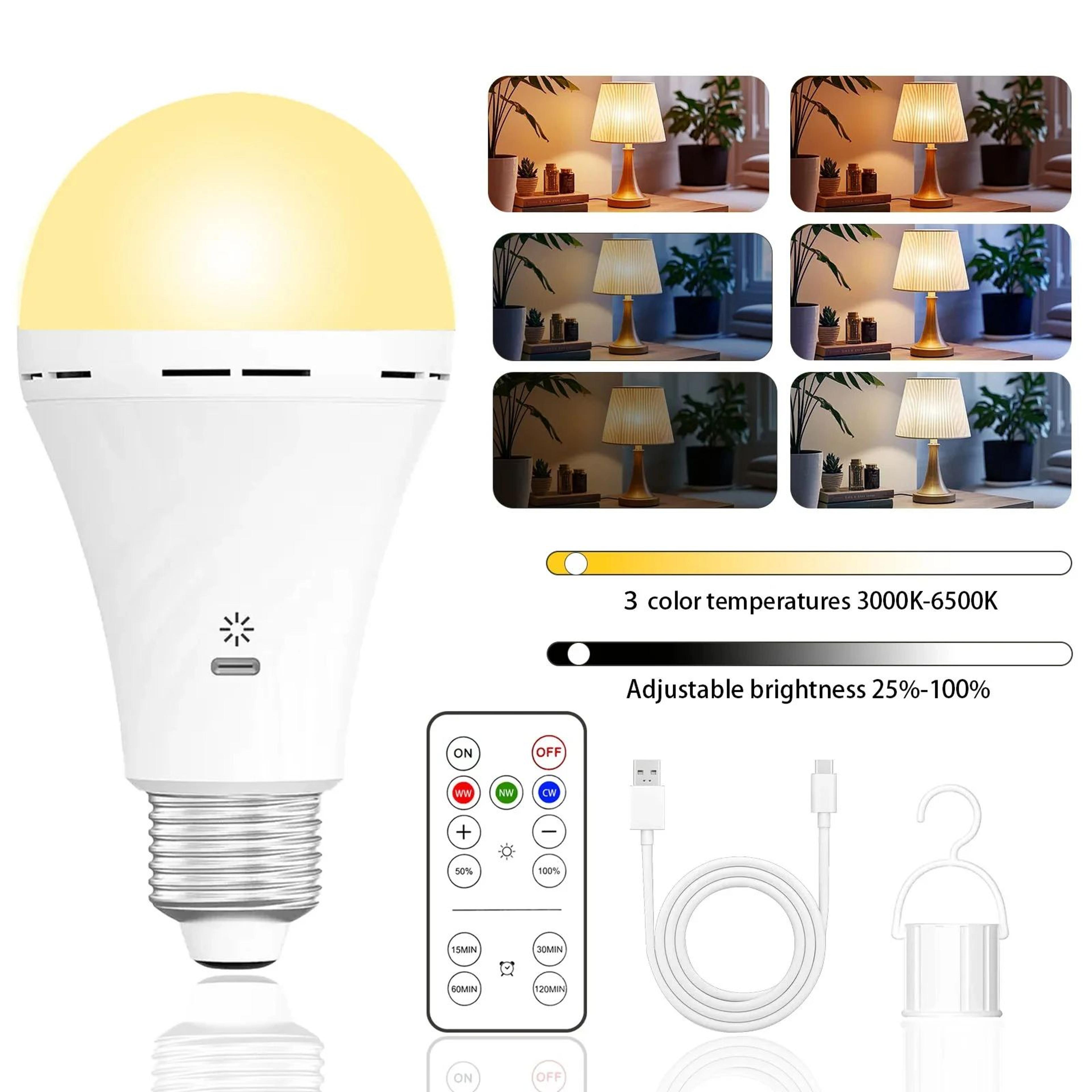 USB C Rechargeable Emergency Bulb With Remote And Three Light Colors 7