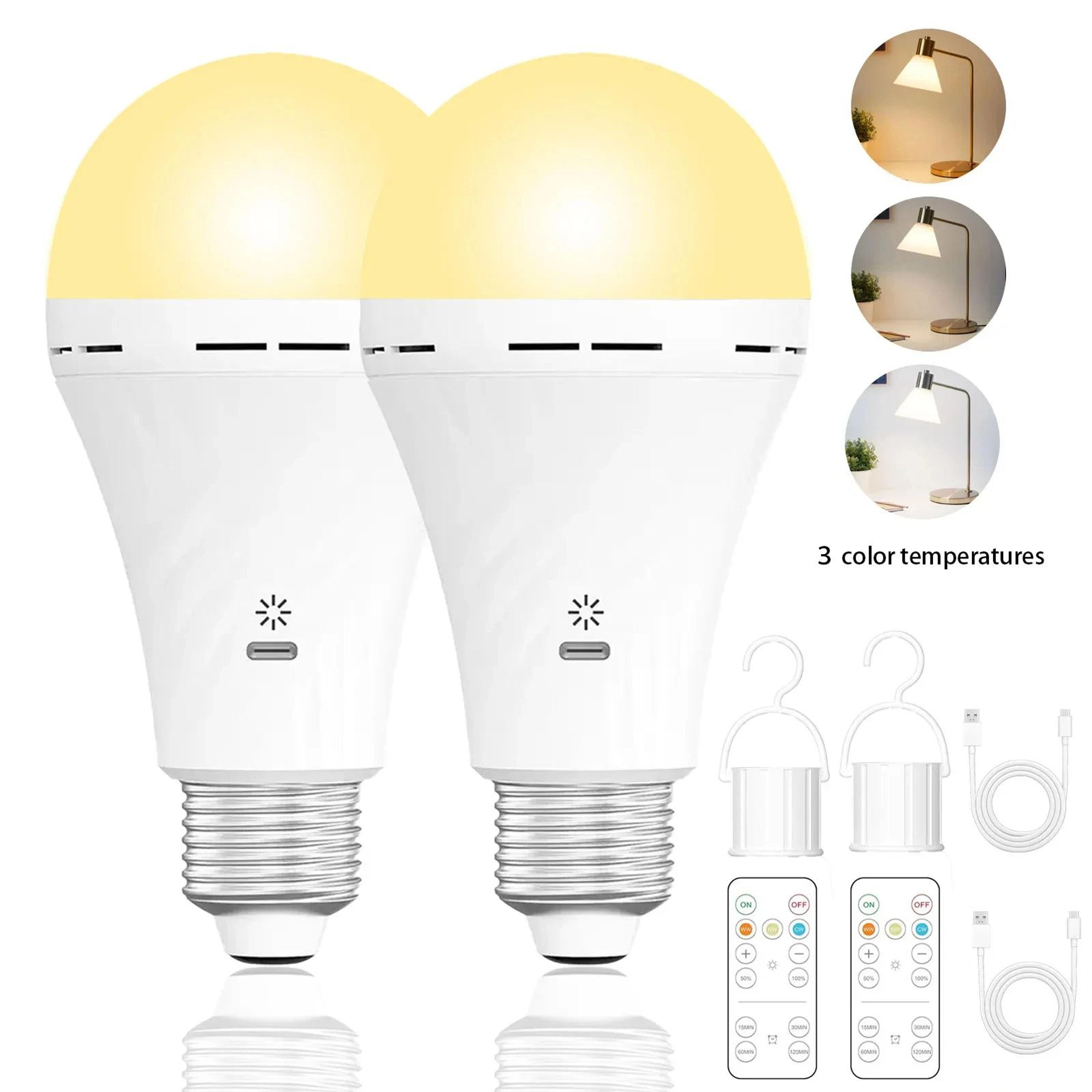 USB C Rechargeable Emergency Bulb With Remote And Three Light Colors 6