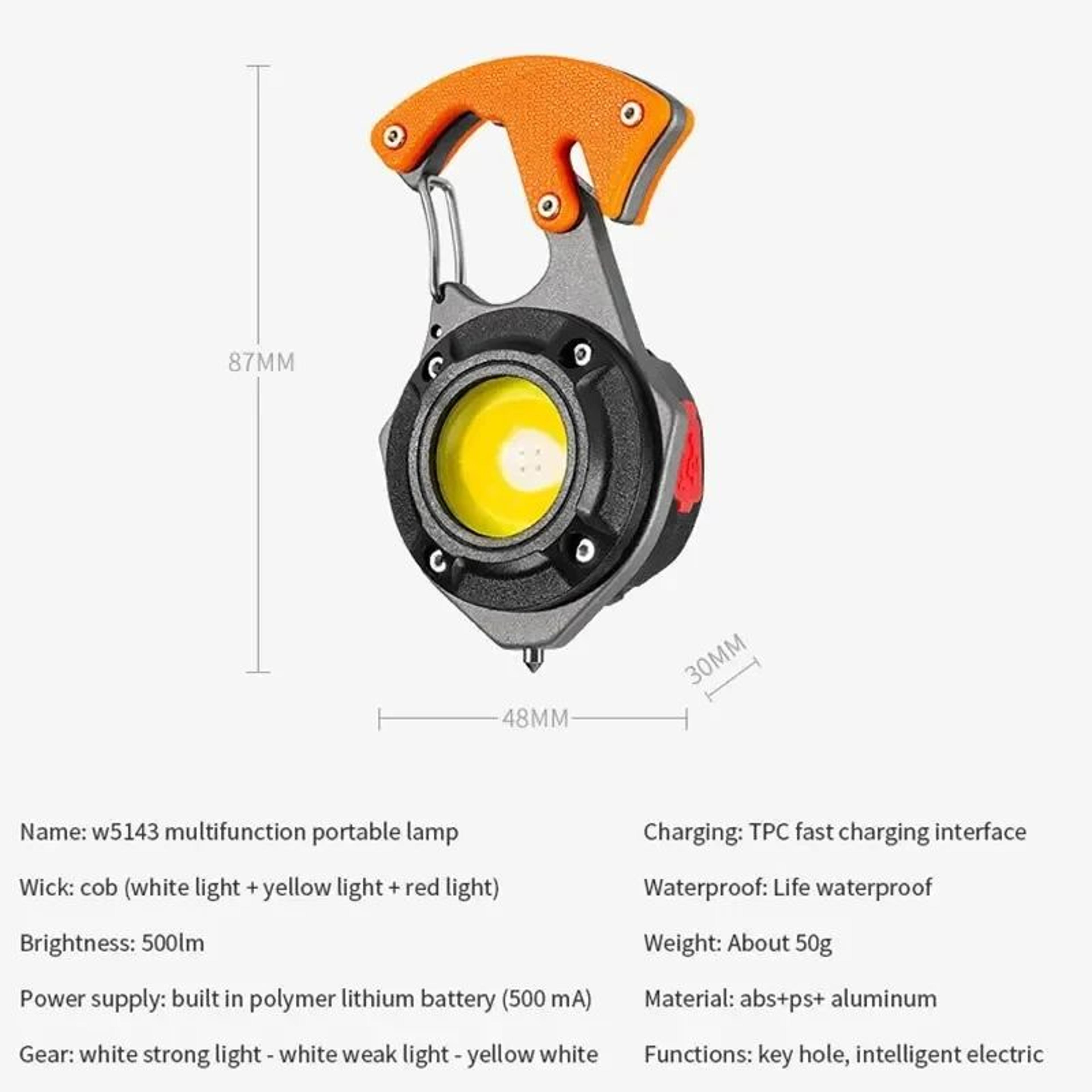 Portable Rechargeable COB Keychain Flashlight With USB C Charging 4