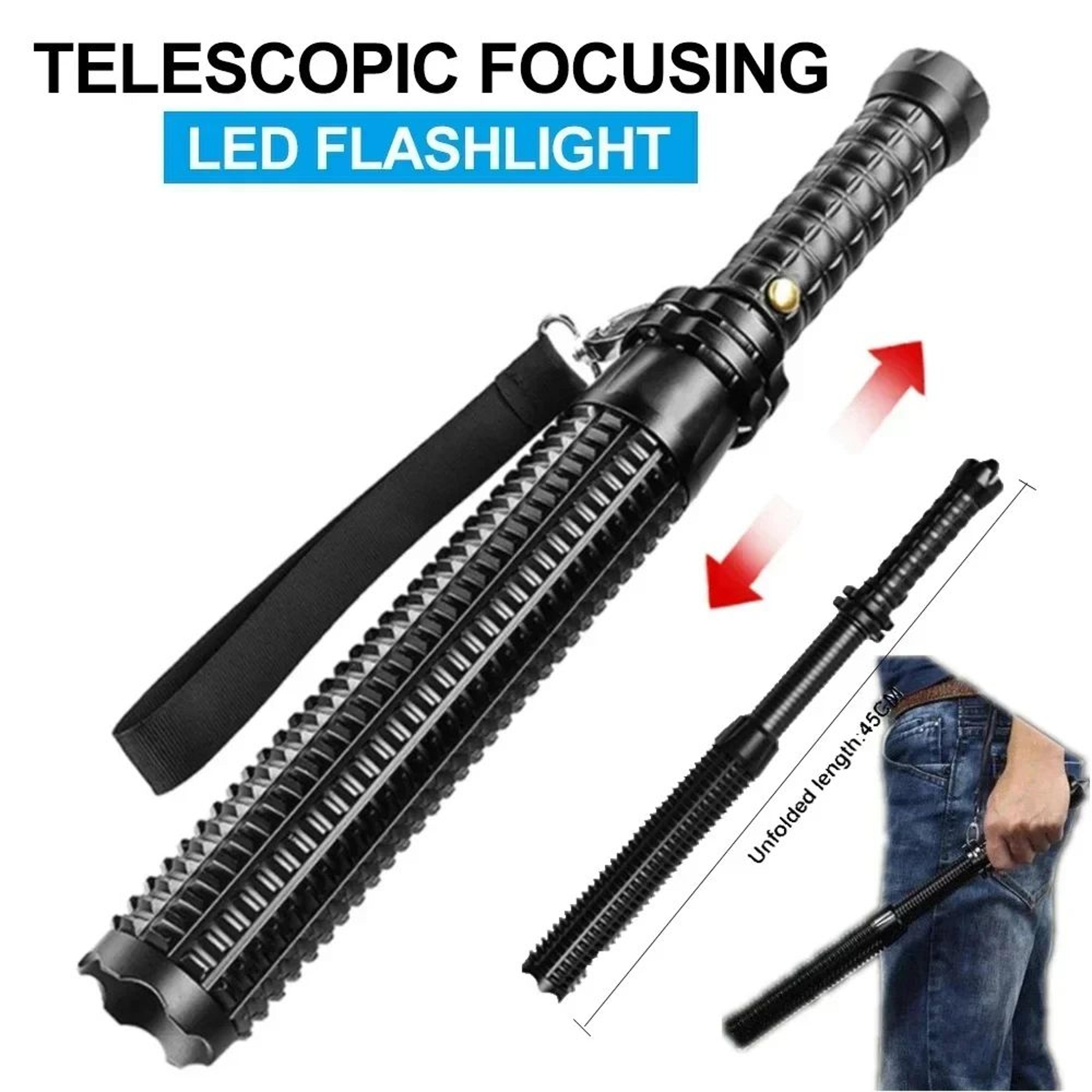 aluminum alloy baseball bat style led flashlight with adjustable zoom