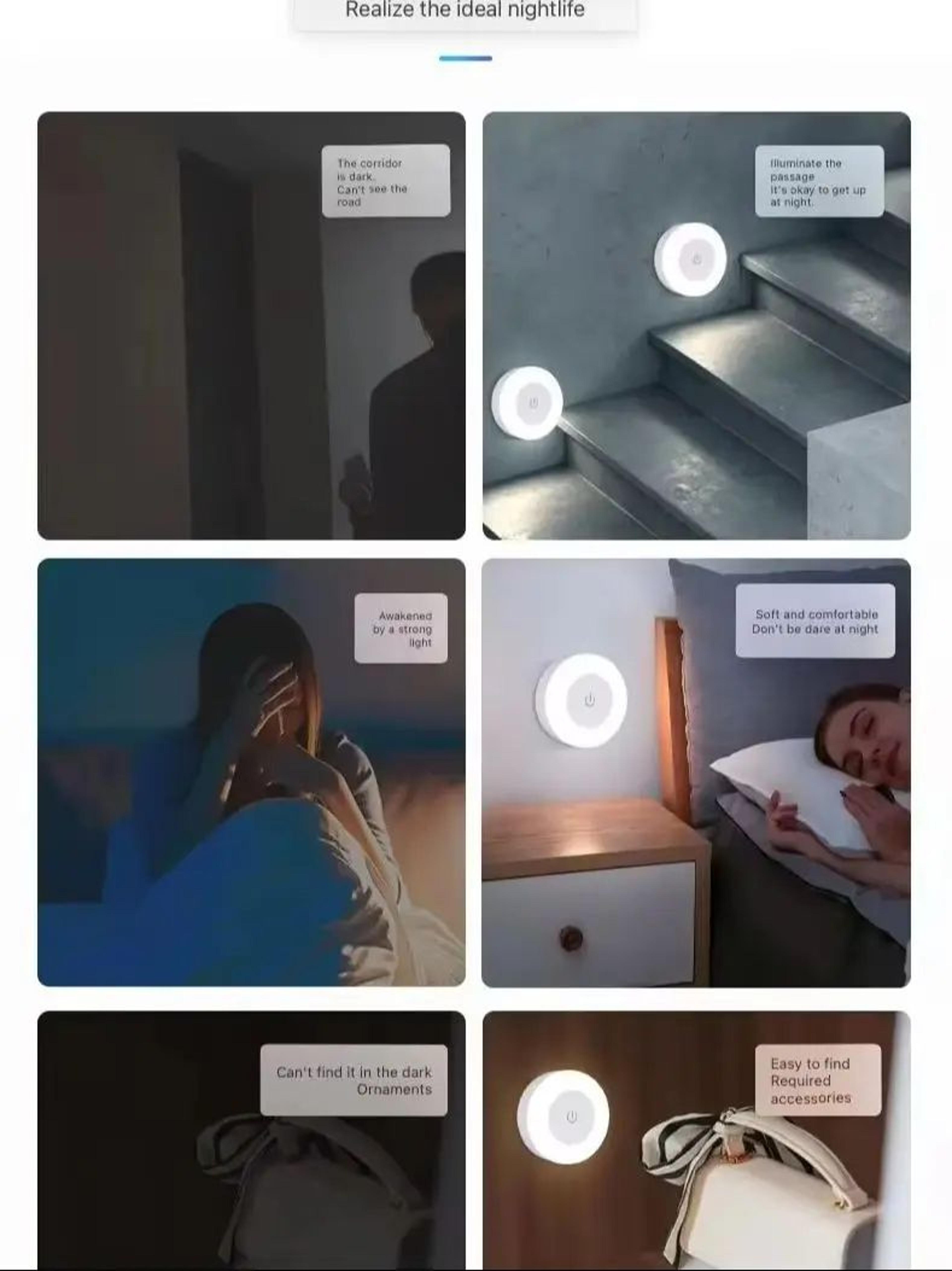 HOMEFISH Rechargeable Round LED Night Light With Touch Control And Magnetic Mount 3