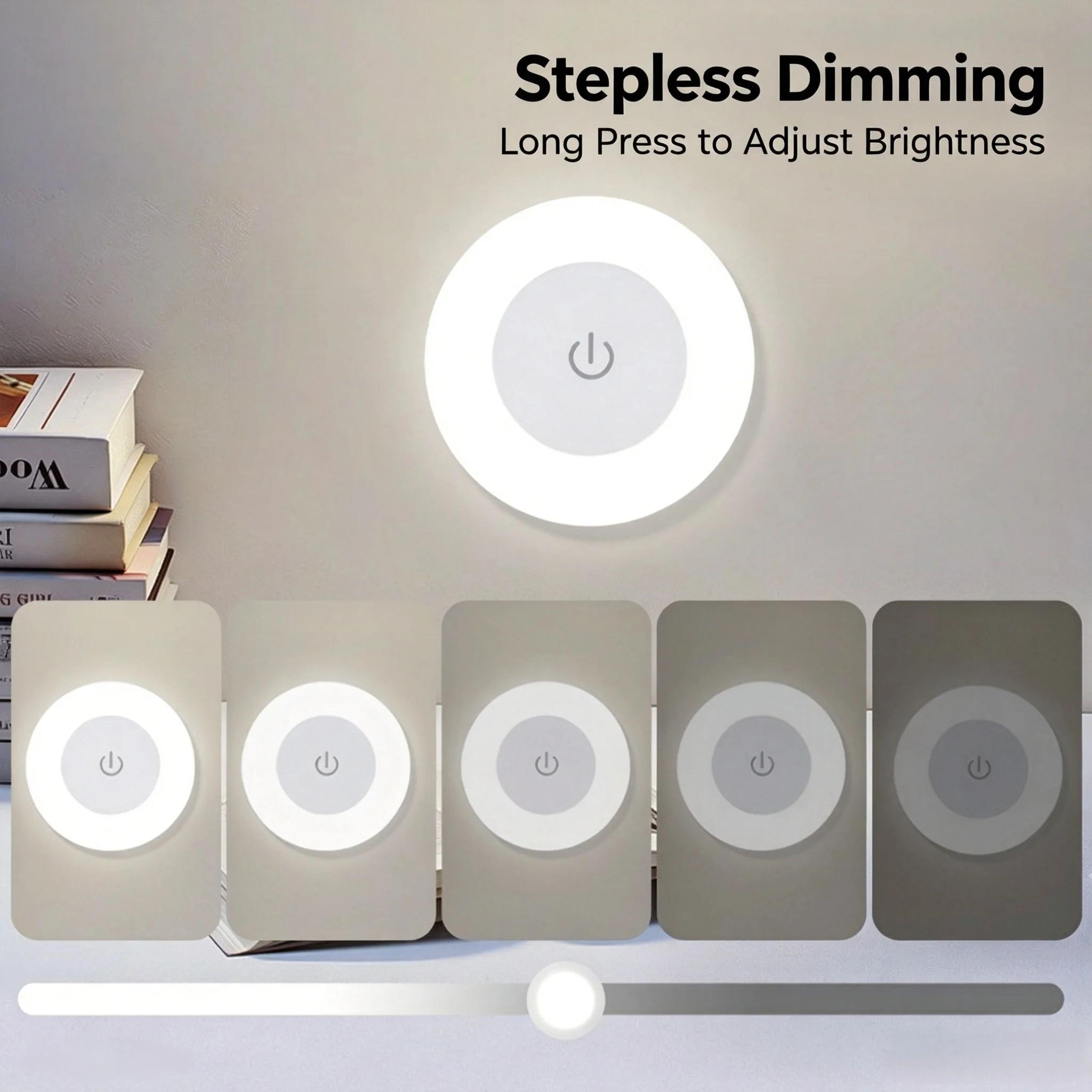 HOMEFISH Rechargeable Round LED Night Light With Touch Control And Magnetic Mount 2