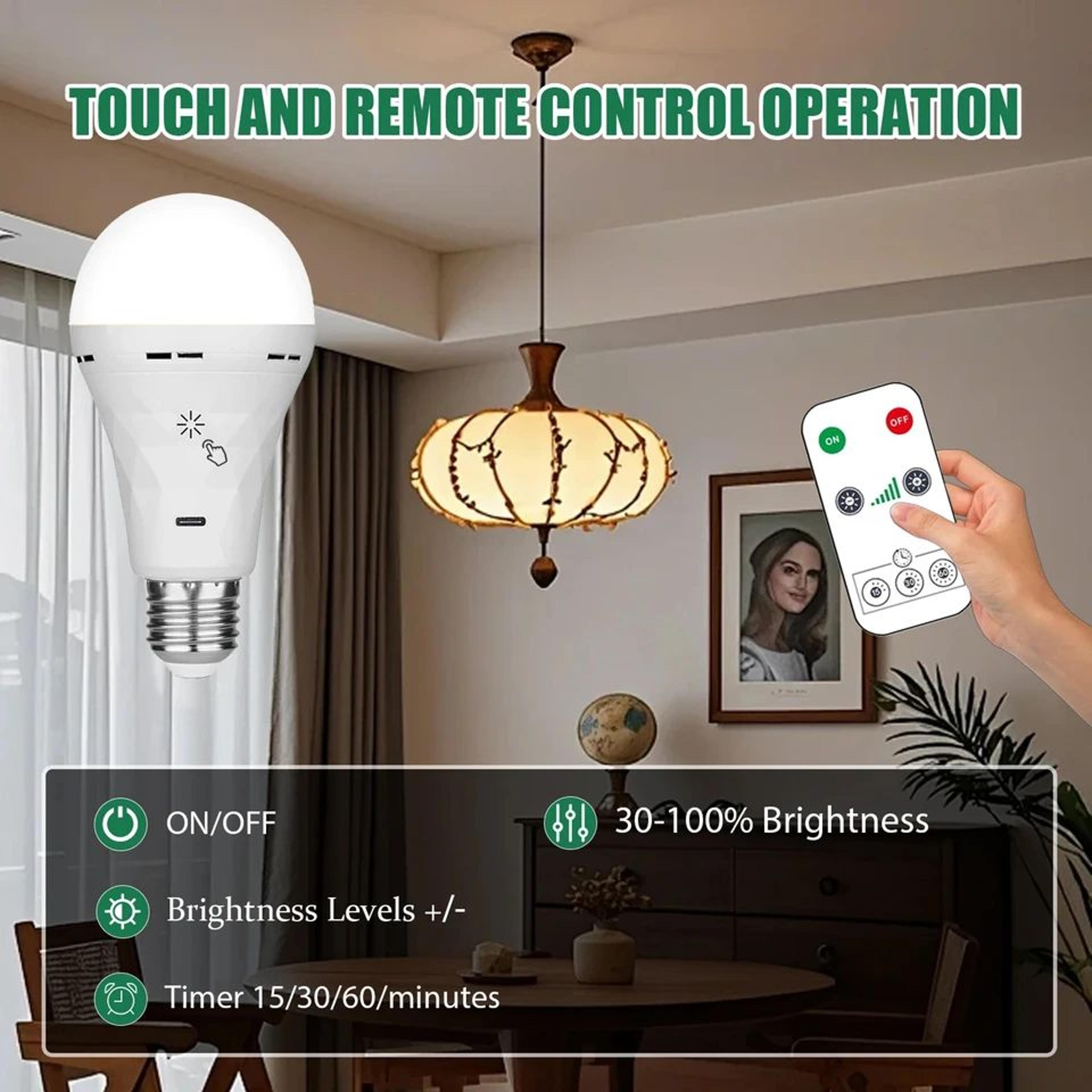 homefish rechargeable e27 led bulb with touch dimming and timer