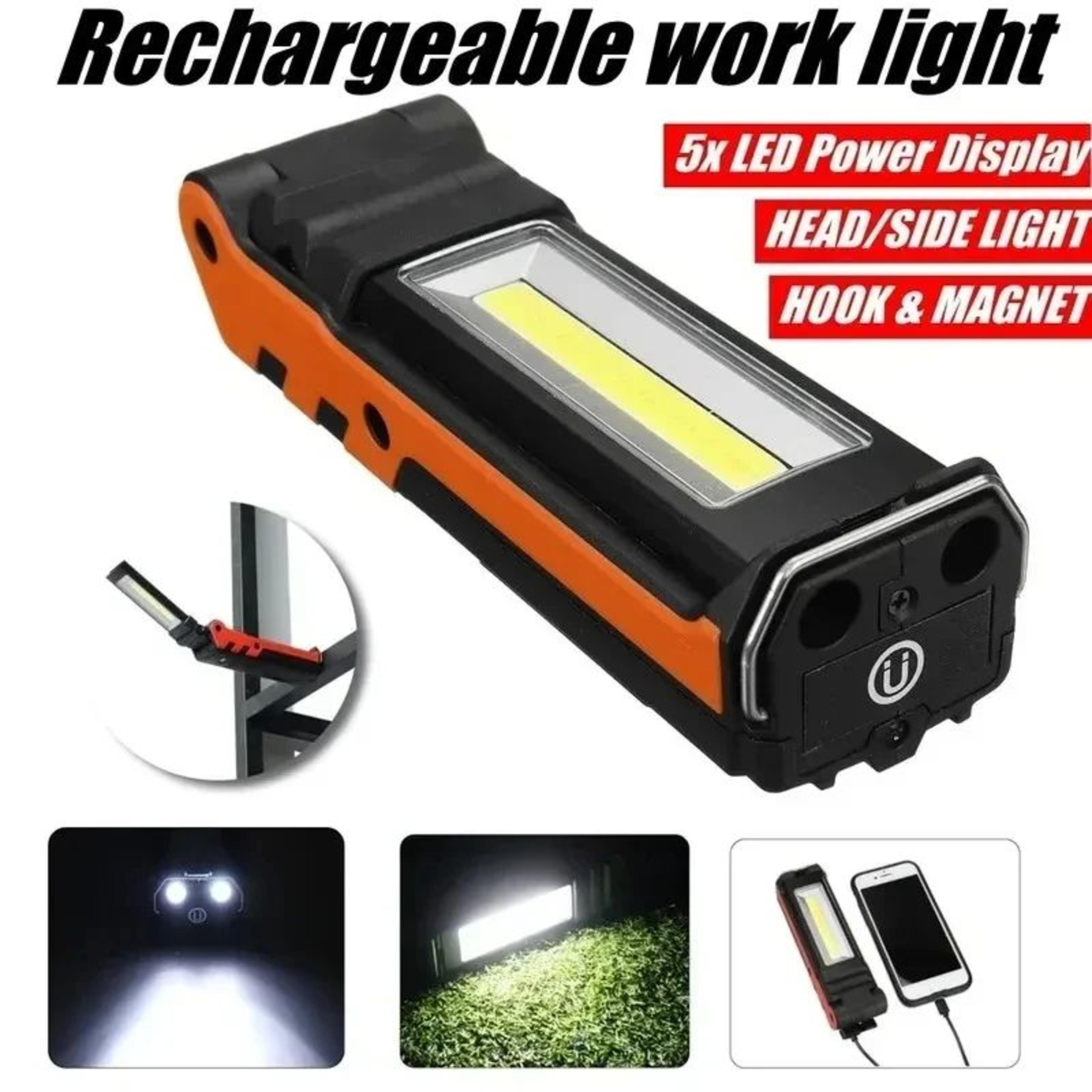 Rechargeable COB LED Work Light With Magnet Hook And Power Bank 1