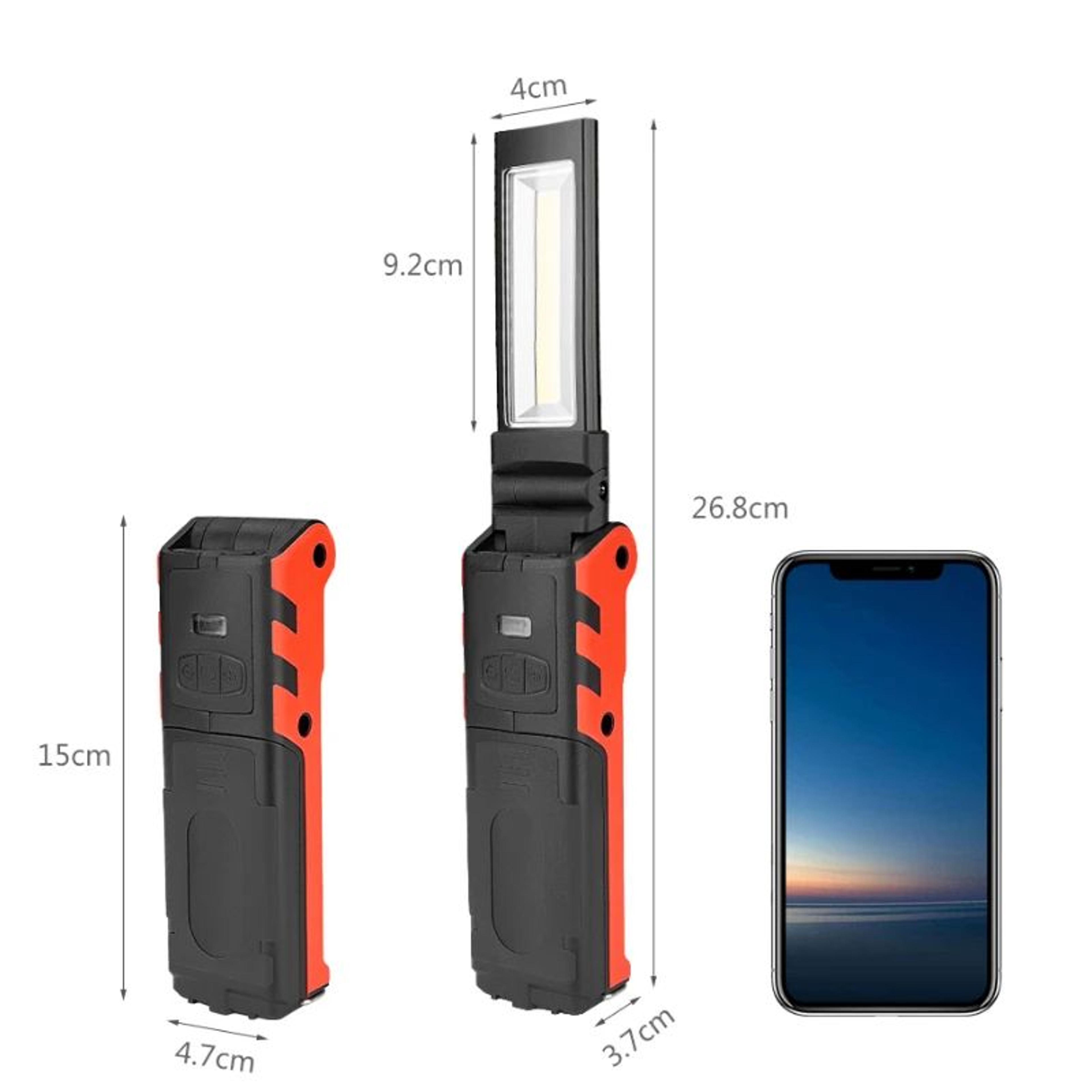 Rechargeable COB LED Work Light With Magnet Hook And Power Bank For Car Repair Camping 10