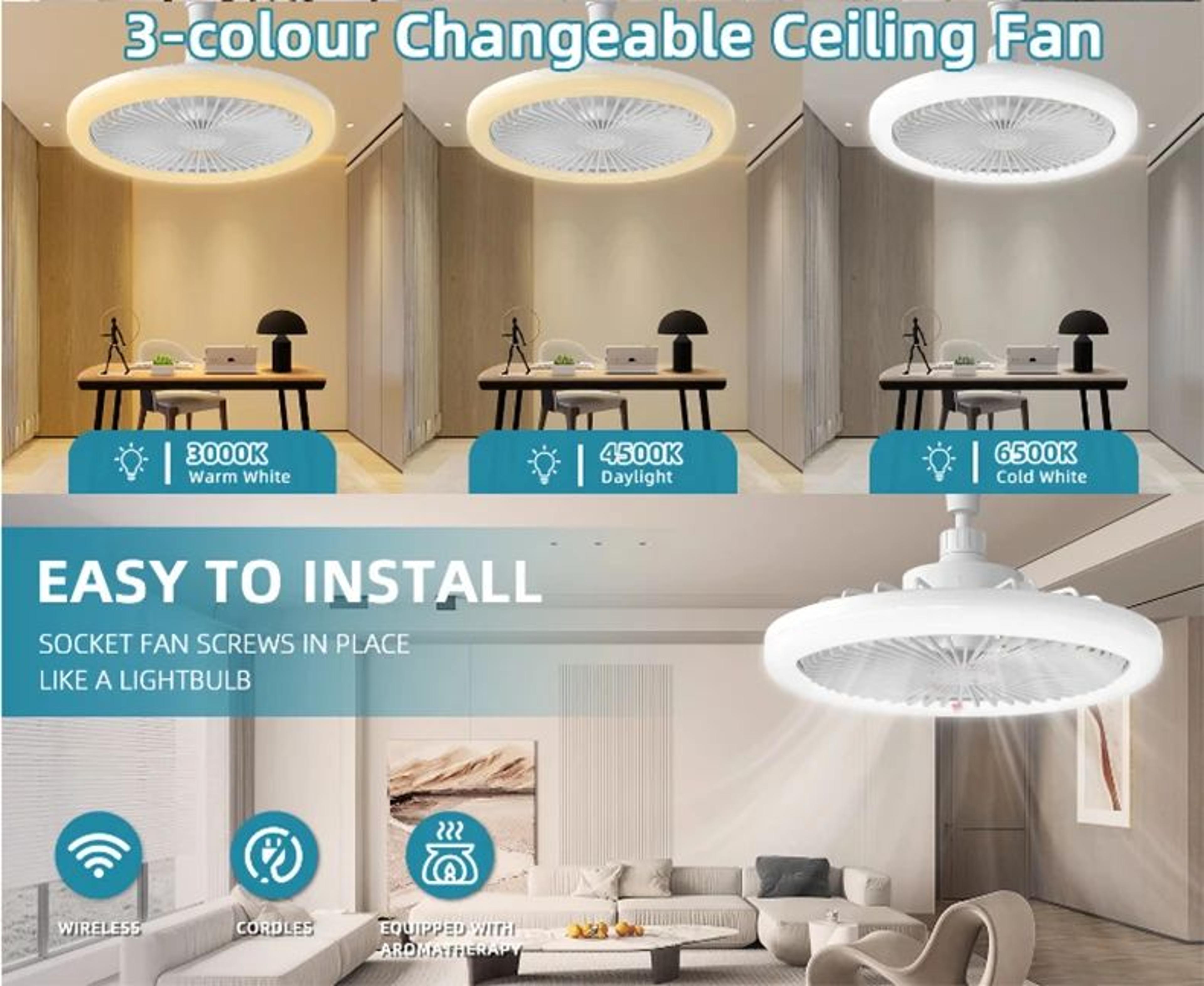 Rotatable E27 LED Ceiling Fan Light With Remote Control 7