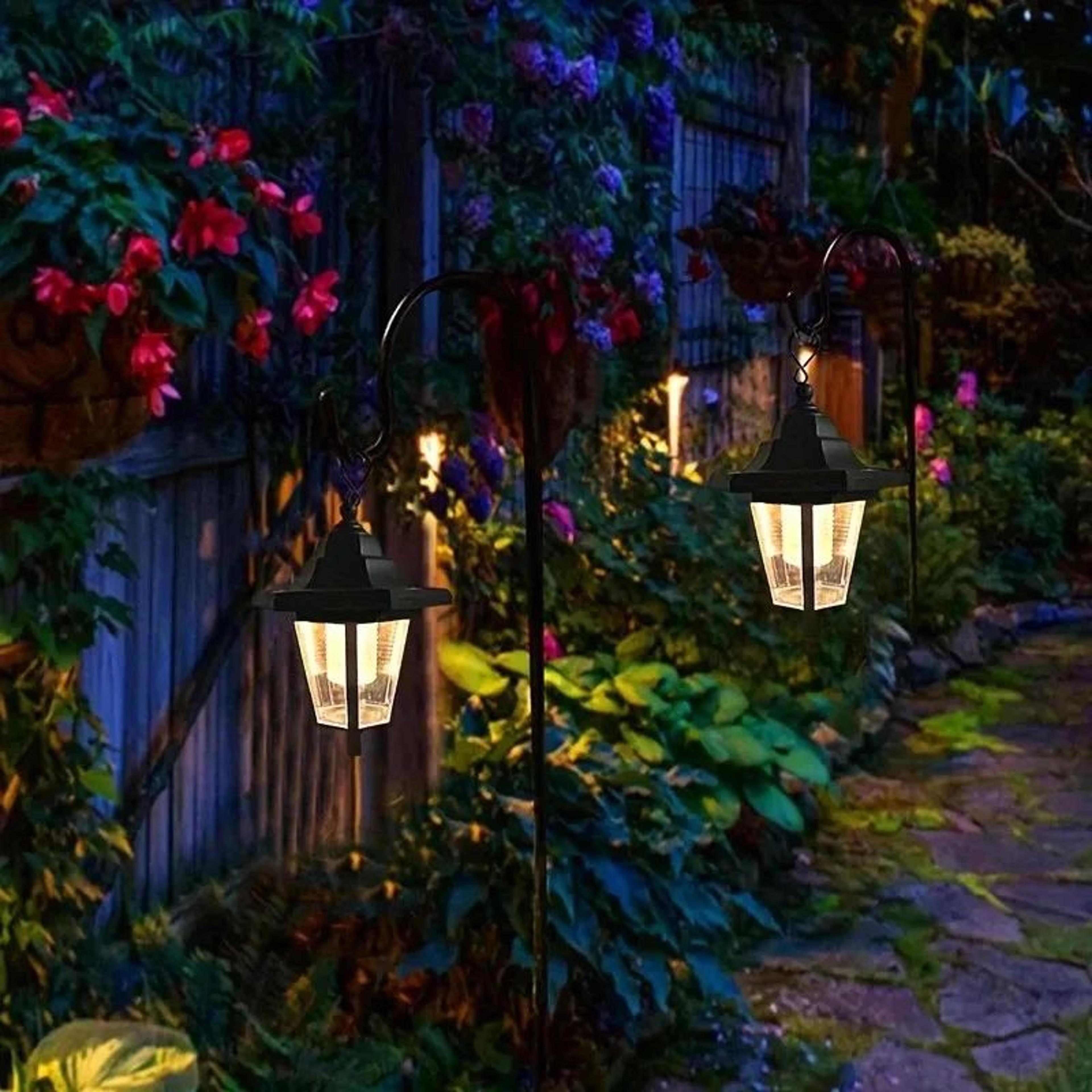 Vintage Hexagon Solar LED Garden Pathway Lights Set Of 2 5