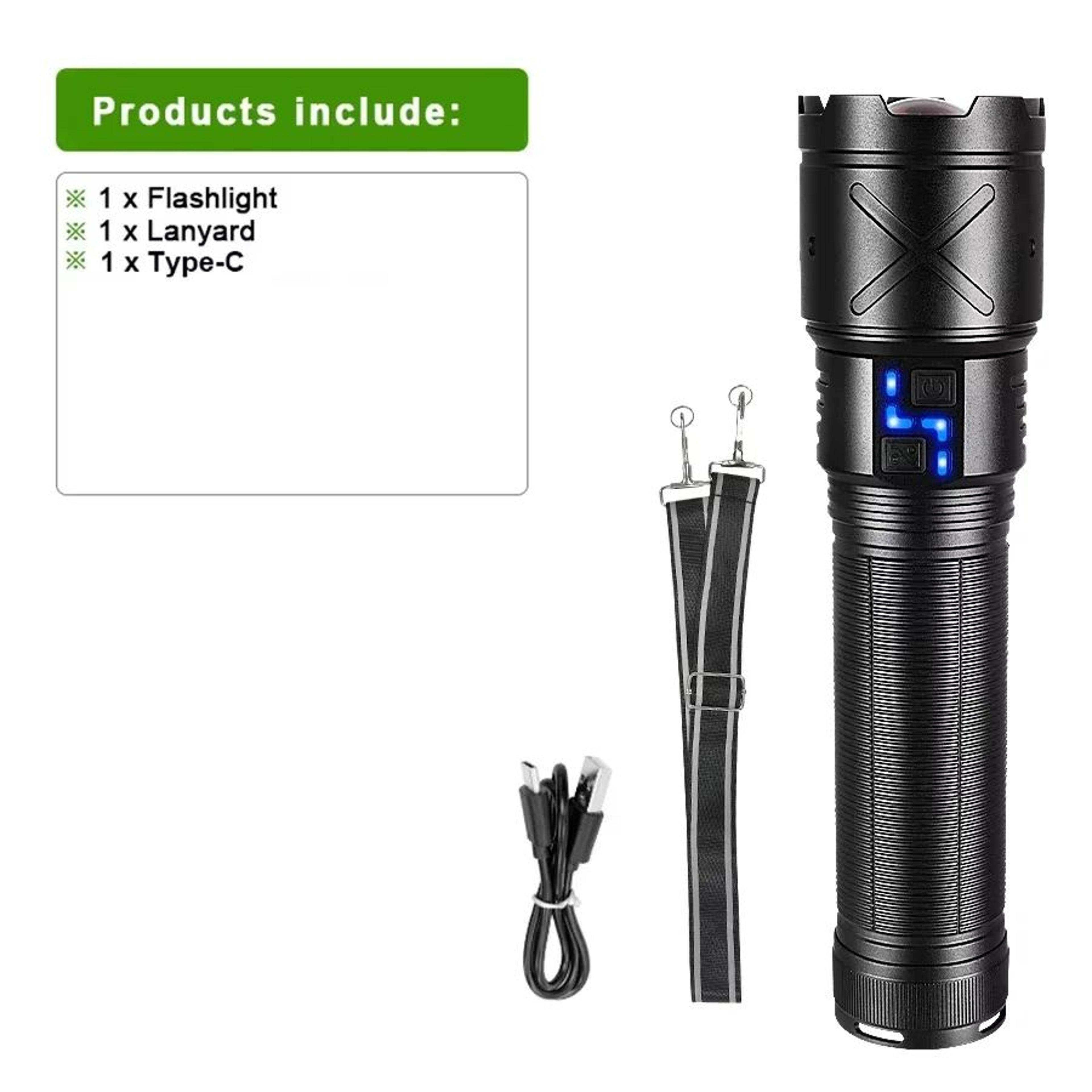 USB Rechargeable LED Zoom Flashlight For Camping Fishing And Work 6