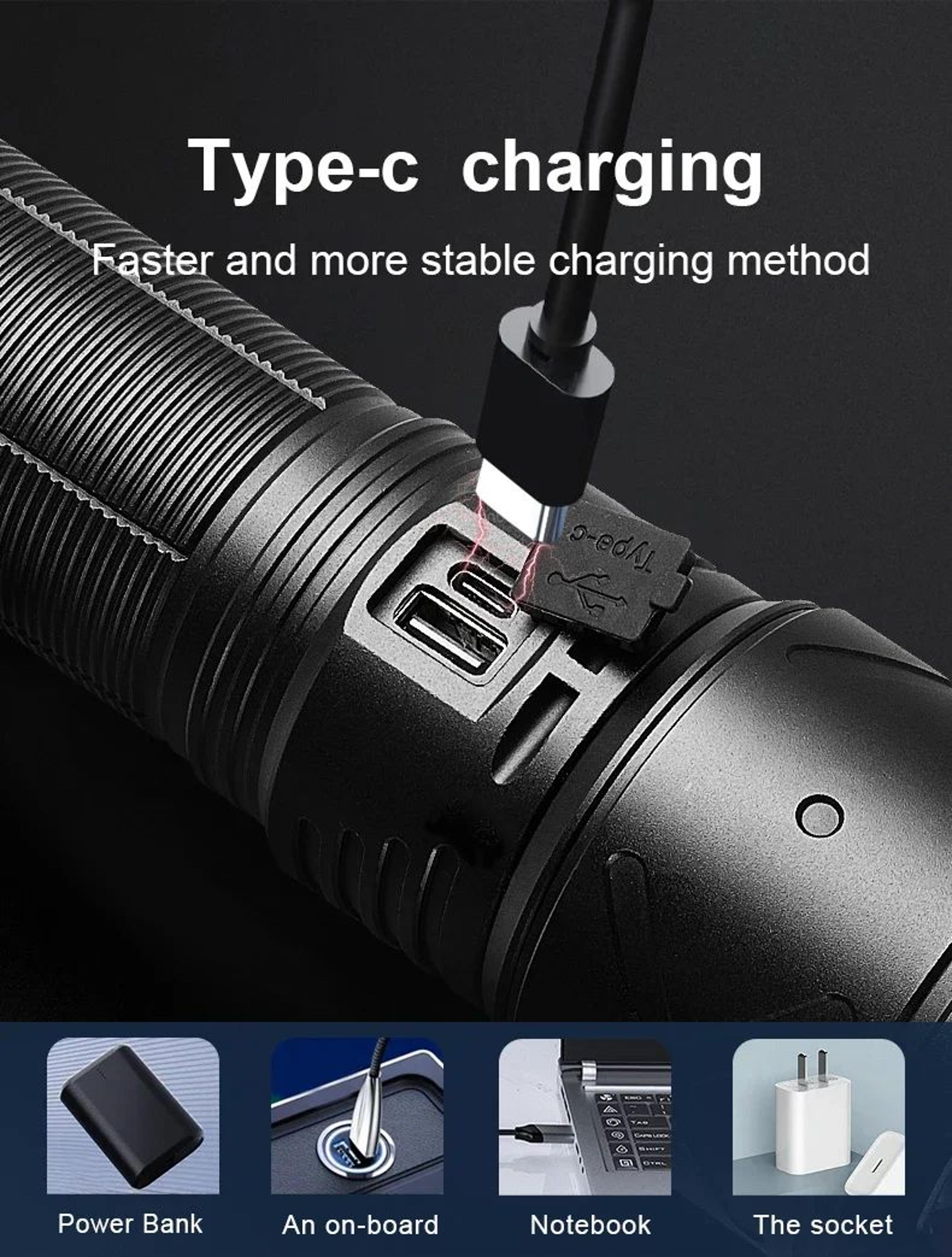 USB Rechargeable LED Zoom Flashlight For Camping Fishing And Work 15