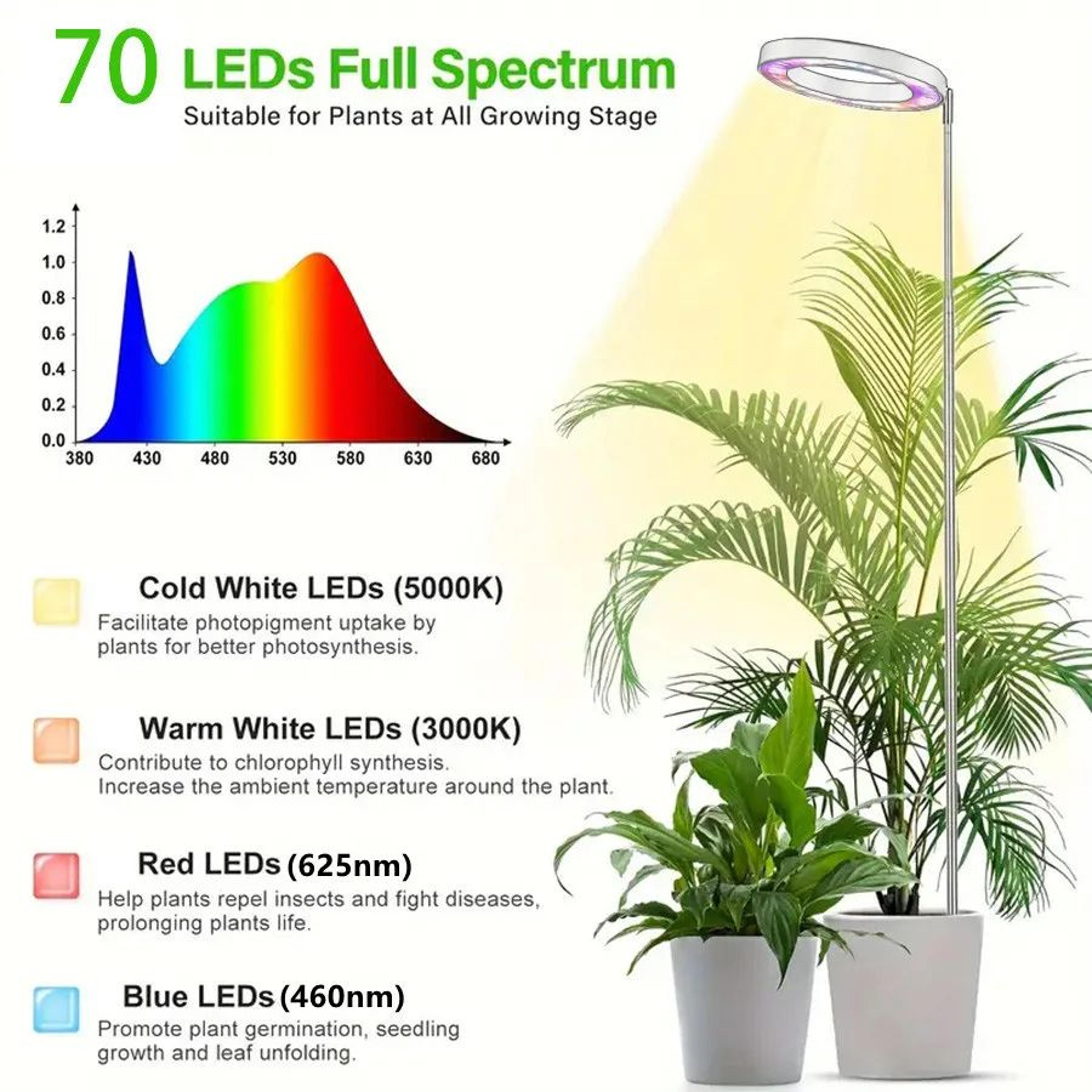 165cm Adjustable Full Spectrum LED Ring Grow Light For Indoor Plants 2