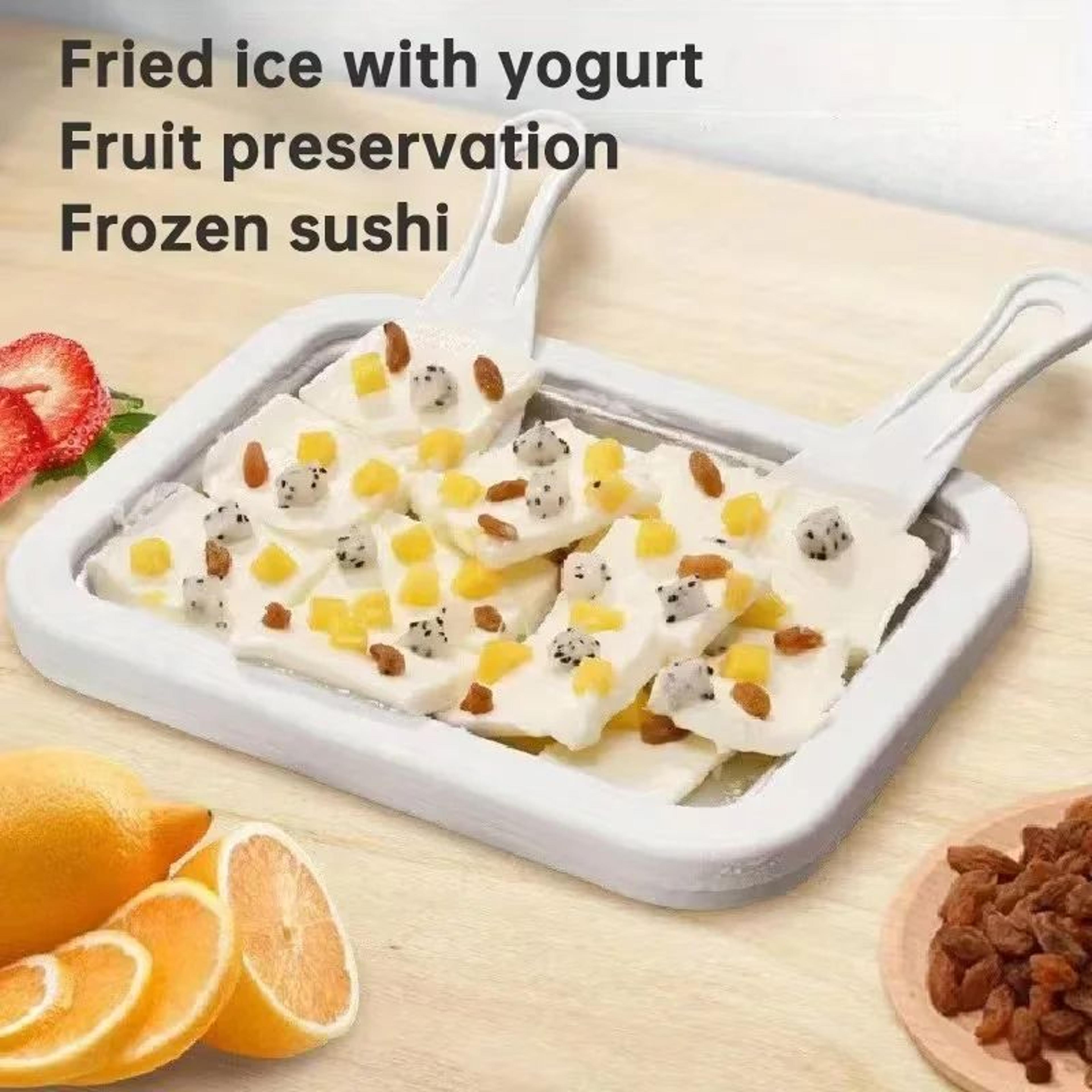 DIY Rolled Ice Cream Maker Pan With Scraper For Frozen Desserts 1