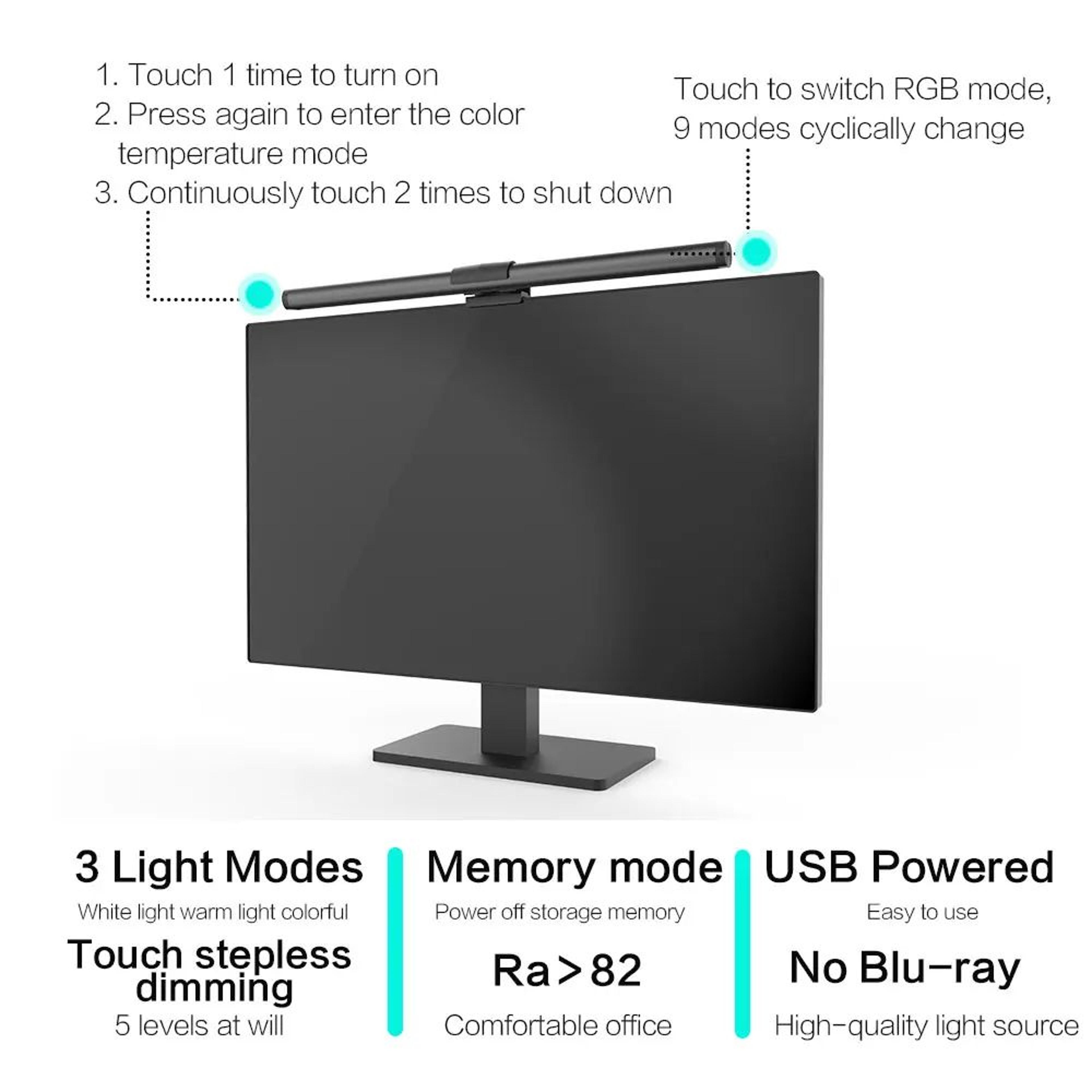 USB Dimmable RGB Monitor Light Bar For Computer And Gaming Desks 9