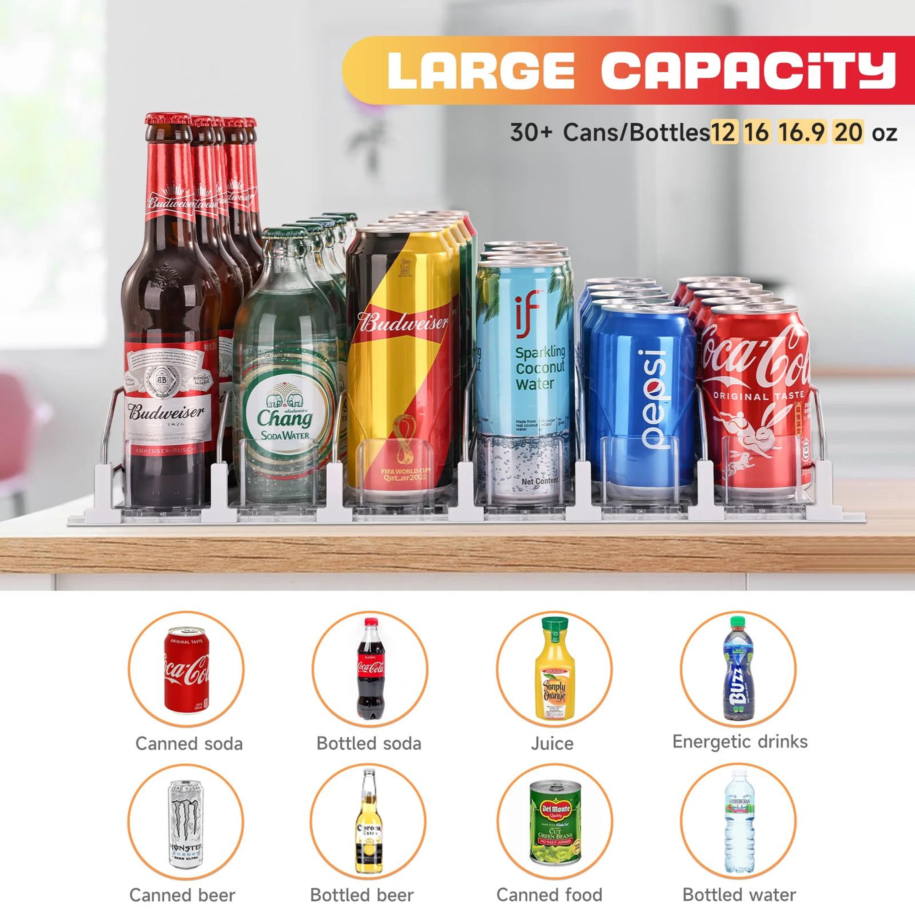 Six Row Soda Can Dispenser With Automatic Pusher For Refrigerator Storage 2