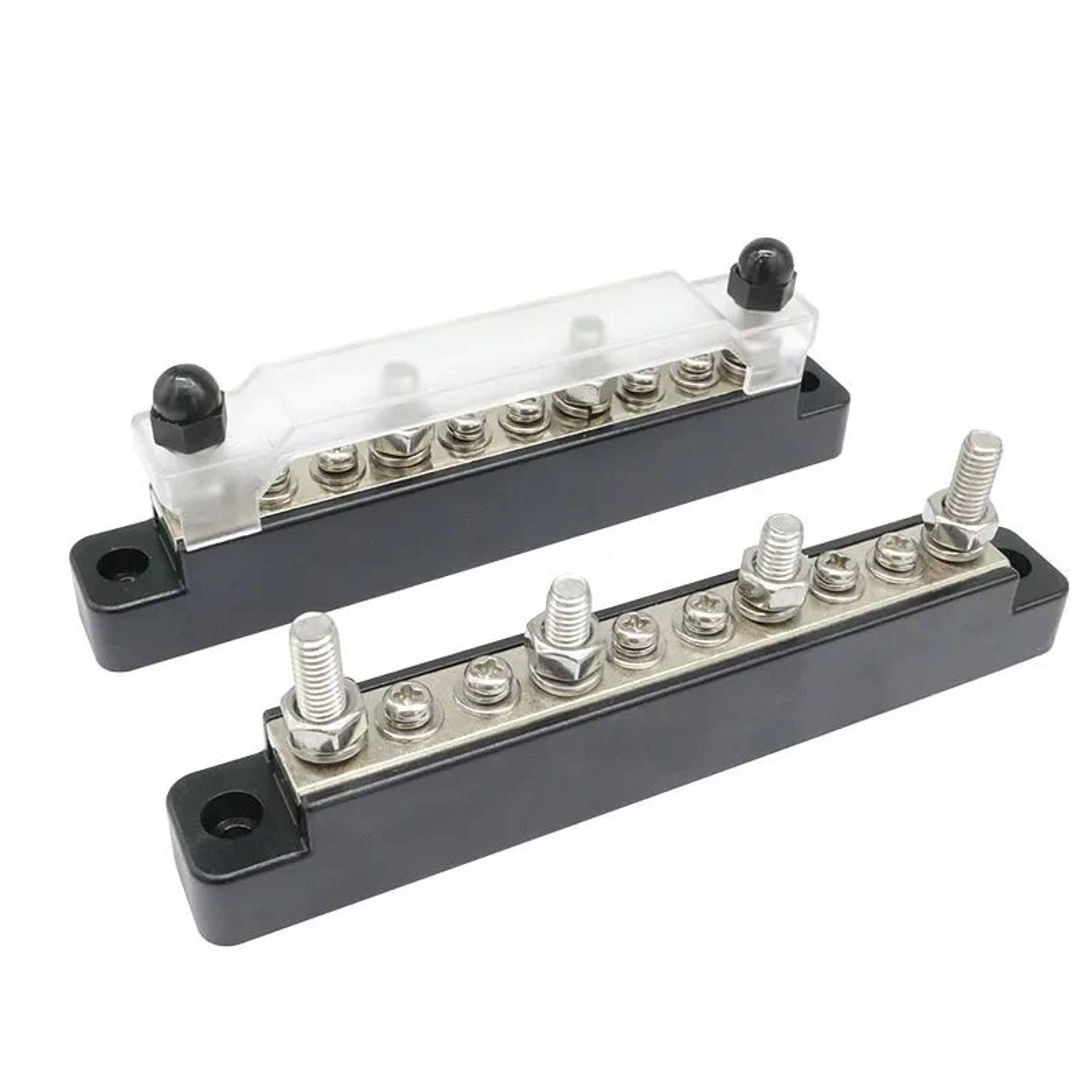 10 Way Bus Bar Power Distribution Block With Cover And Heat Shrink Tubing 4