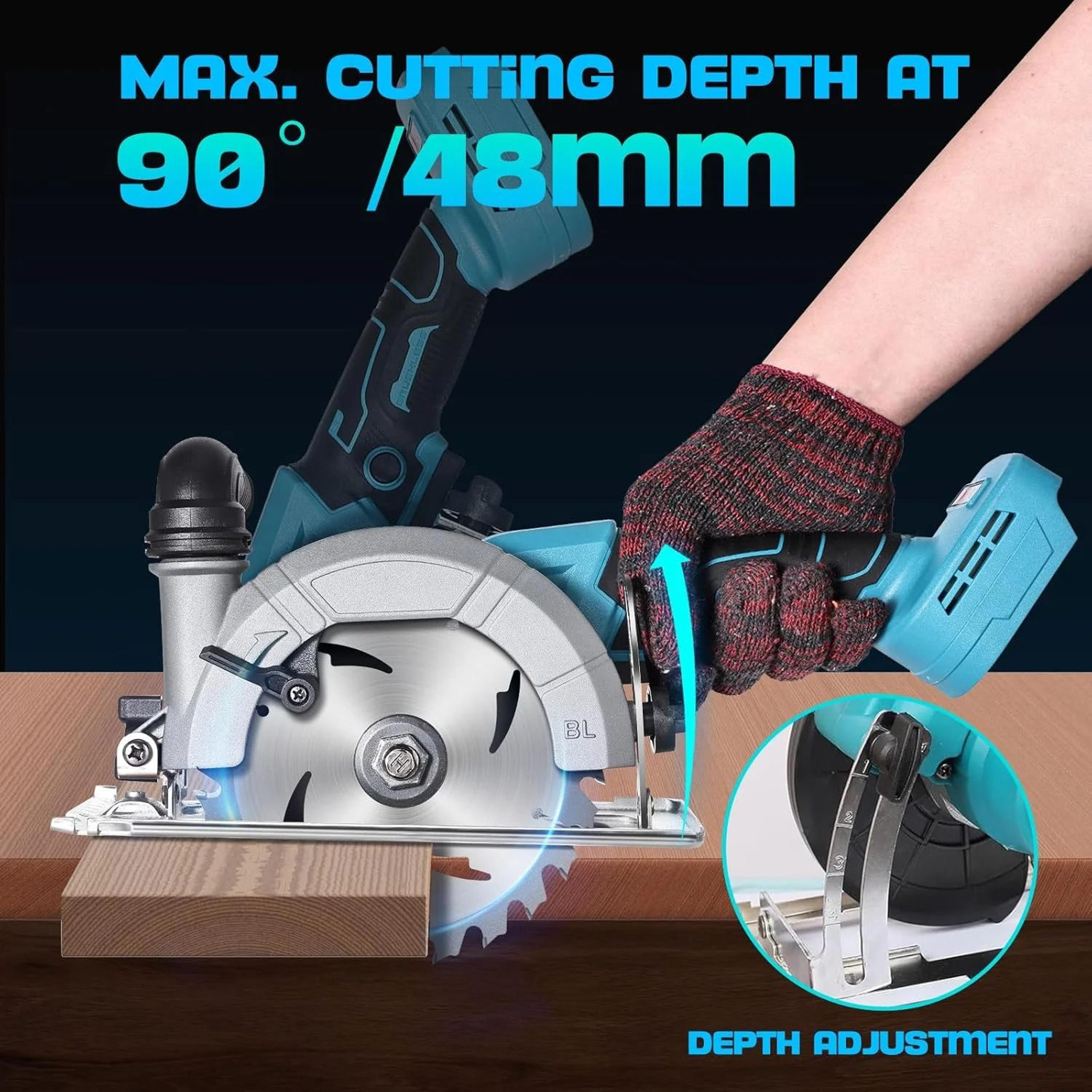 1100W Brushless Cordless Circular Saw Compatible With Makita 18V Battery 2