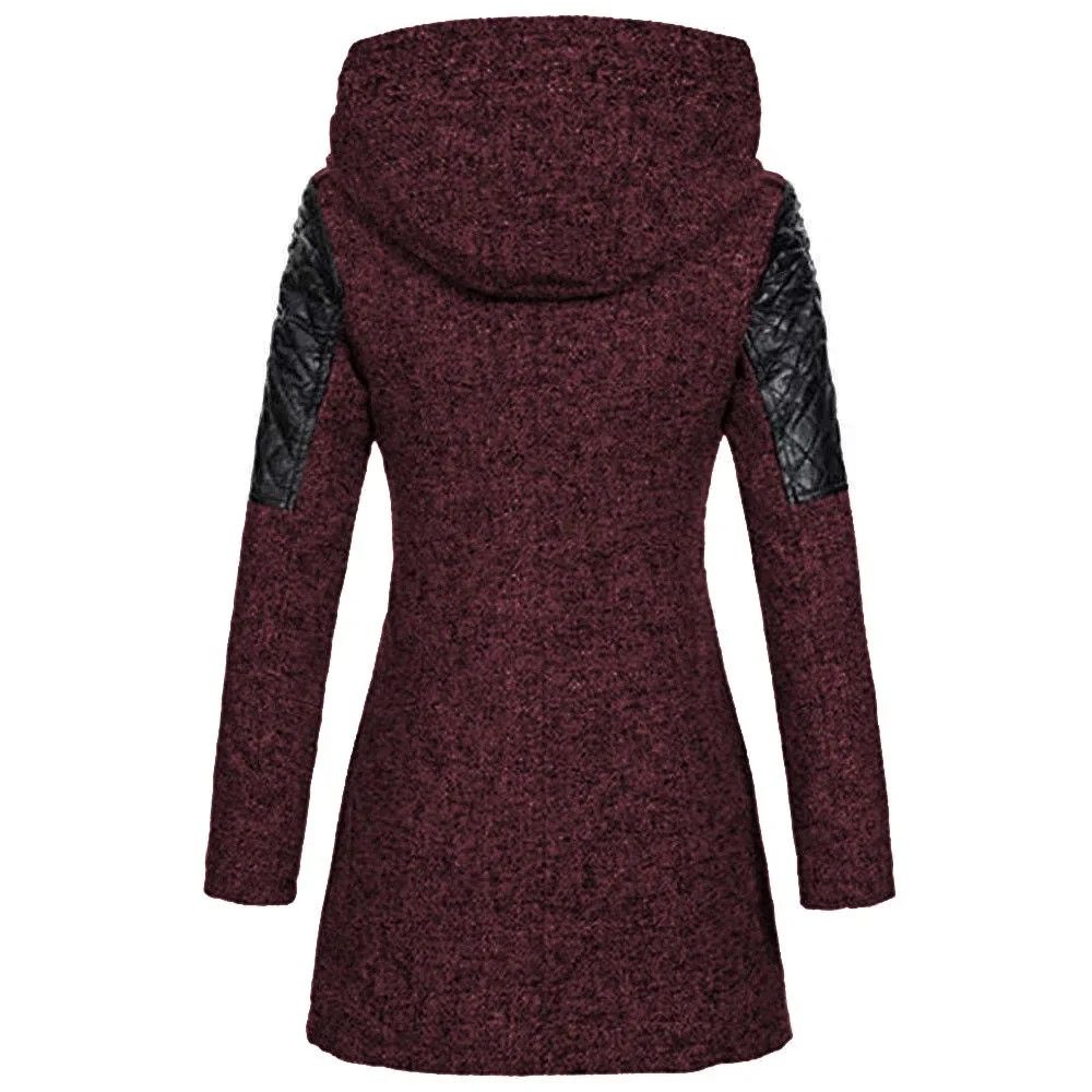 Autumn  Winter Hooded Woolen DiagonalZip Coat For Women 8