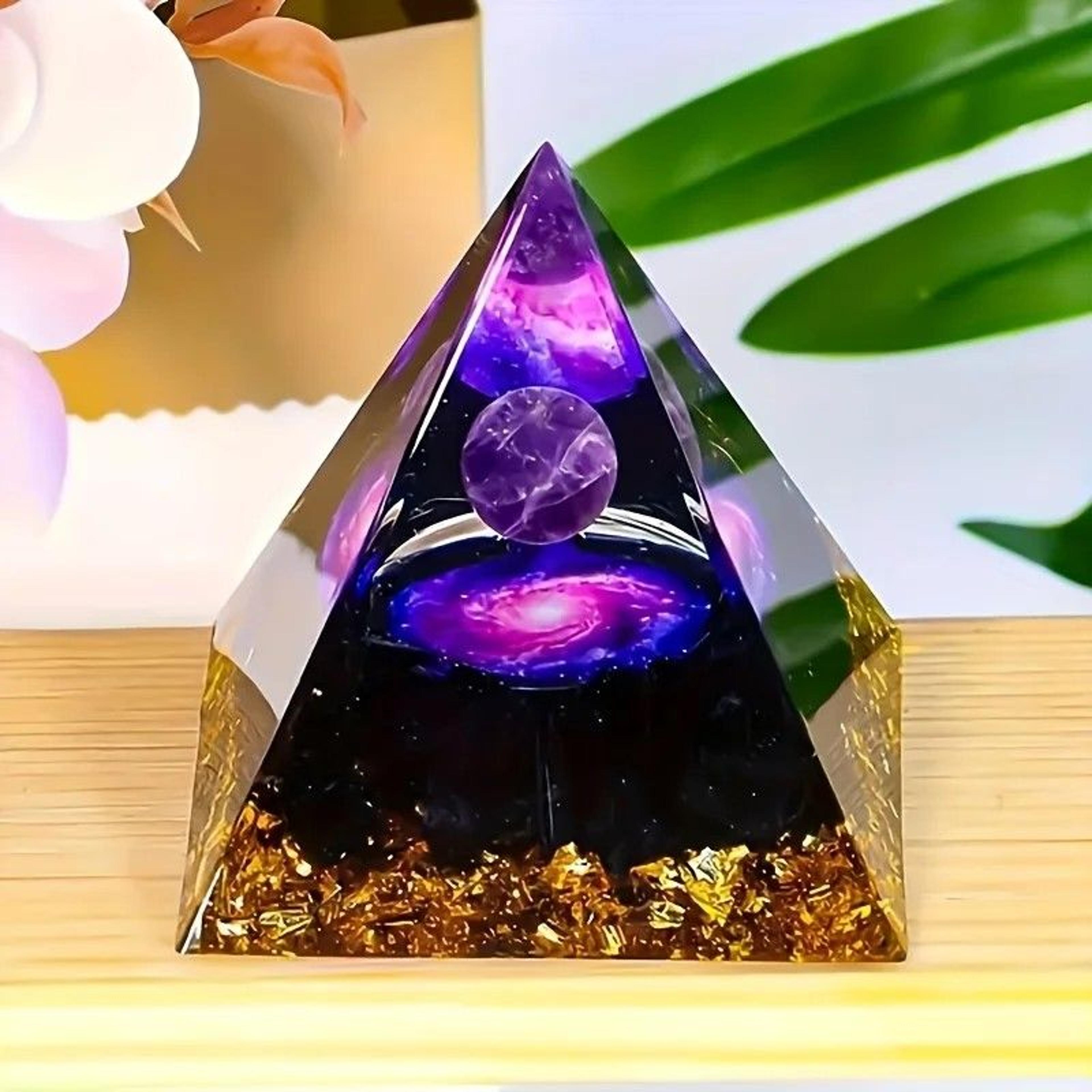 Harmony Sphere Amethyst Pyramid Stress Relief  WealthAttract Crystal Decor 0