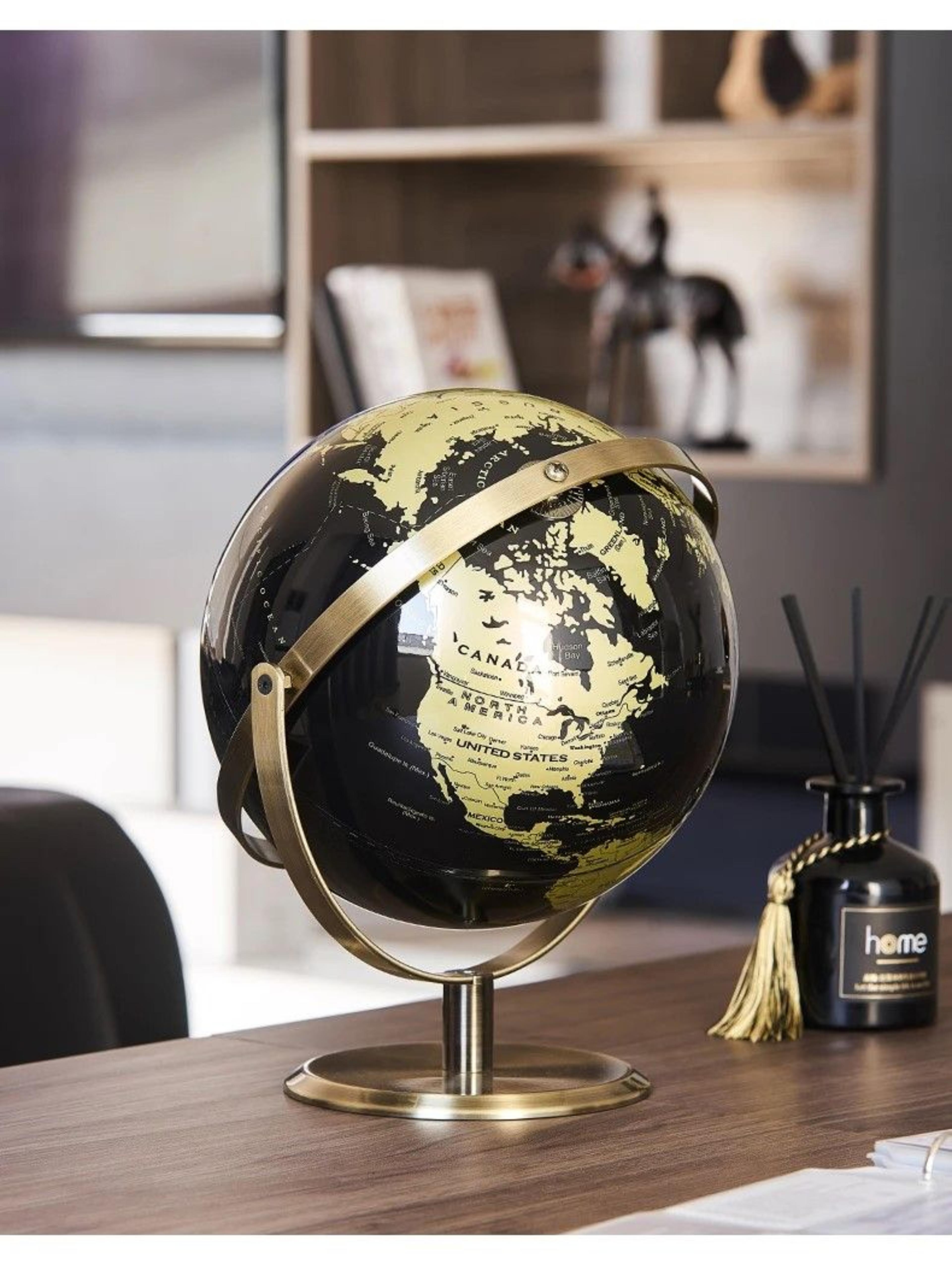 Elegant Crafted Globe Modern Desk World Map Globe For Home Study  Decor 0
