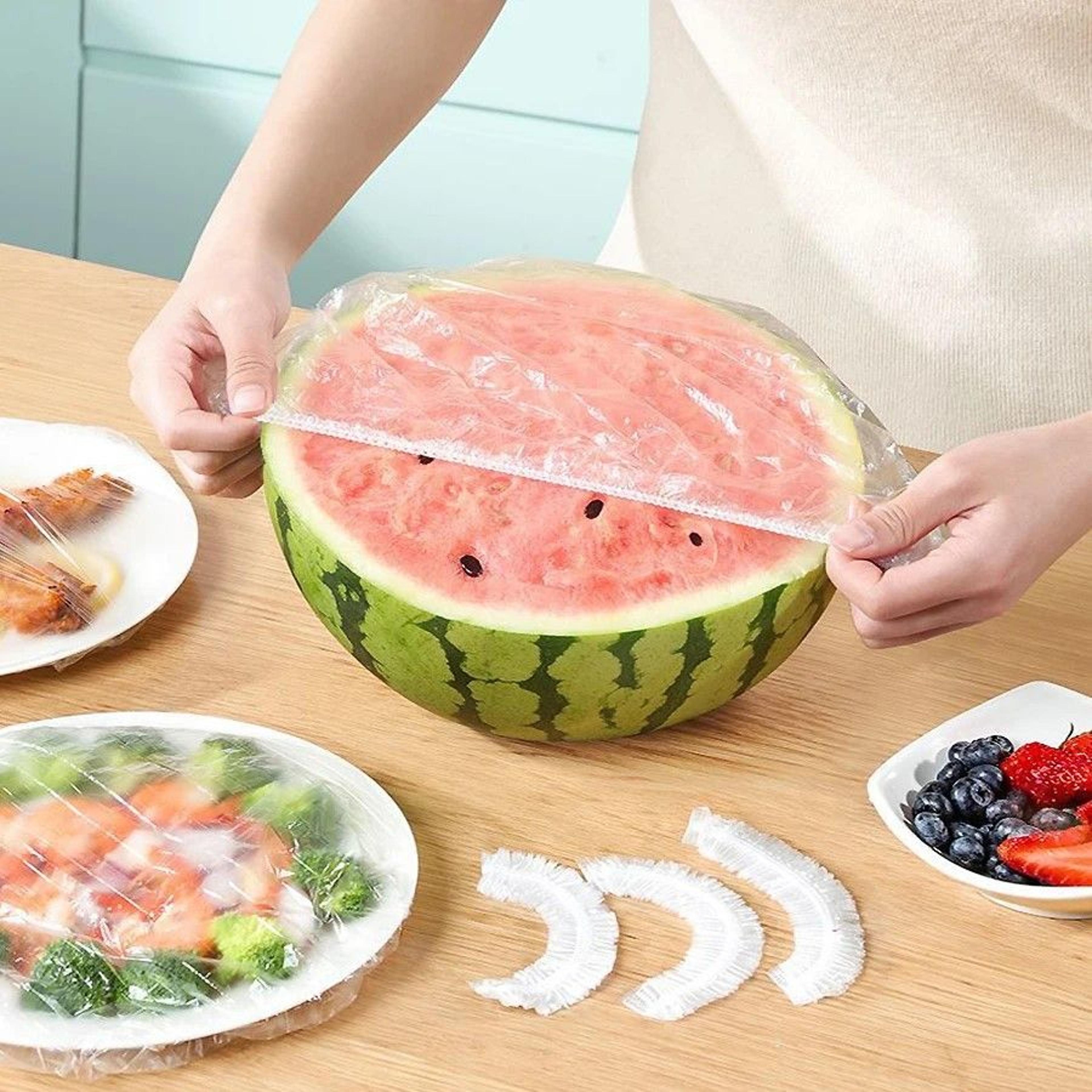 FreshSeal 100Pack Elastic Bowl  Plate Covers  Universal Food Storage Wrap Set 1