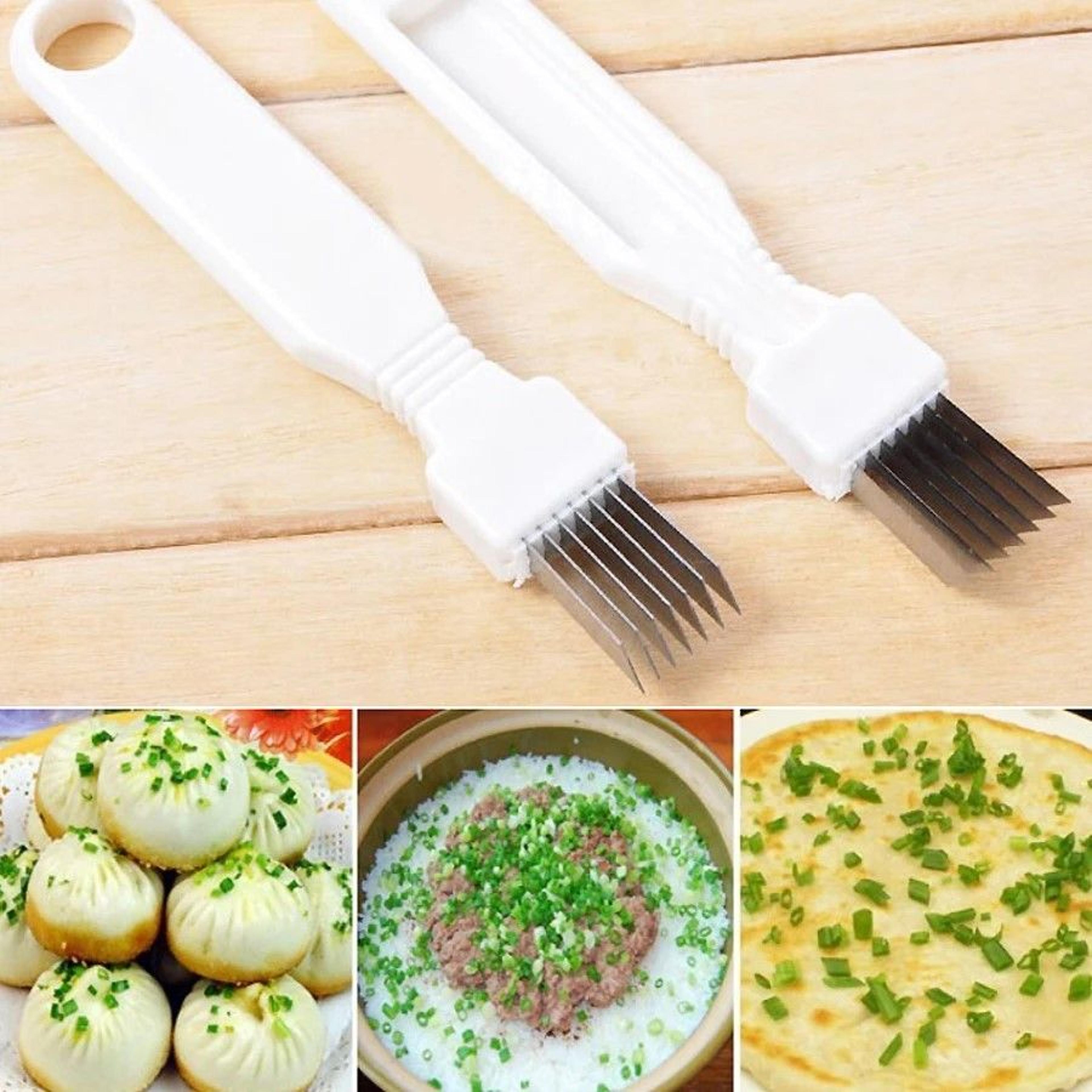 Premium Kitchen Green Spring Onion Slicer  Vegetable Chopper  Effortless Onion Strips Cutter 0