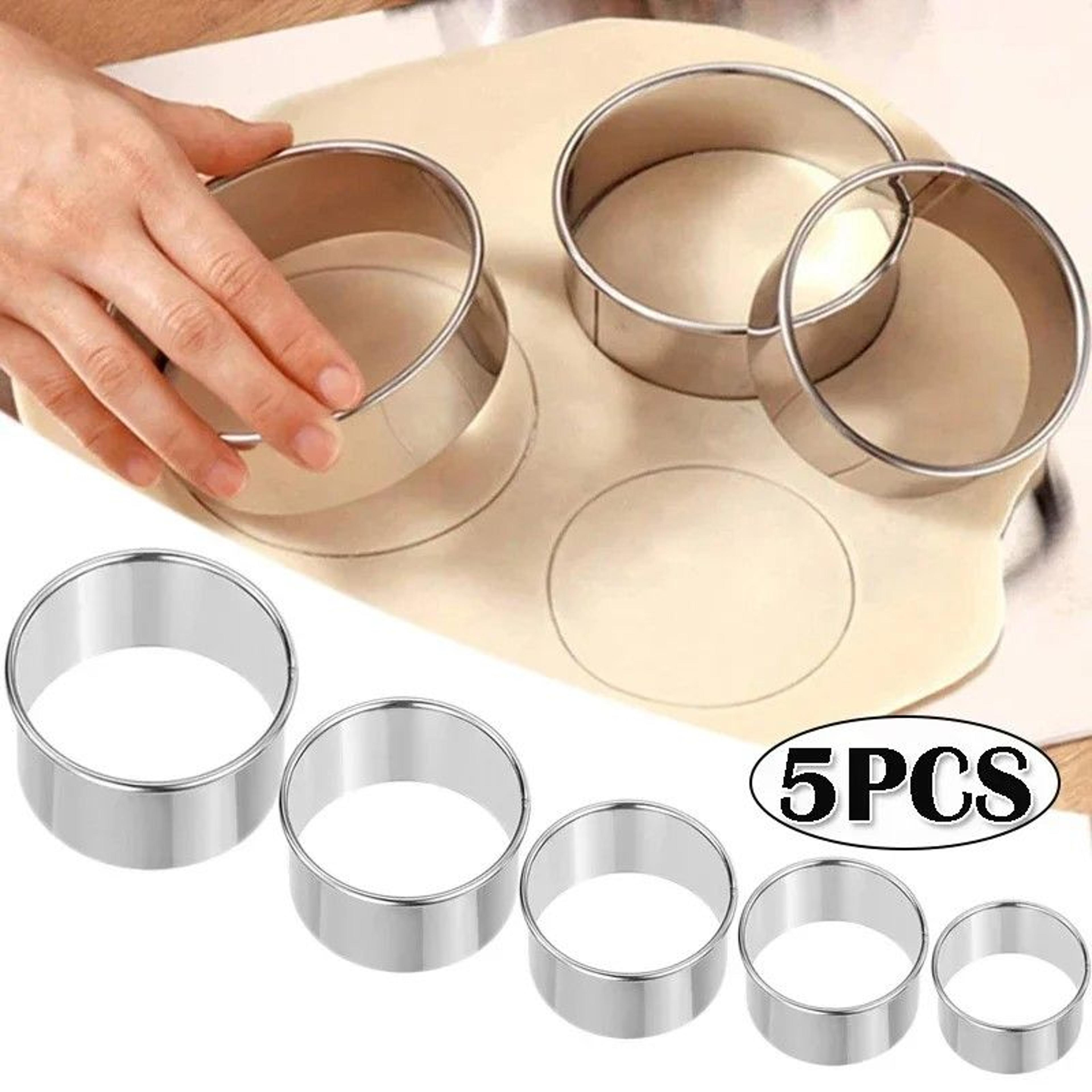 Premium Stainless Steel Round Biscuit  Dumpling Cutter  5Piece Set DIY Pastry  Dough Ring Mold 5
