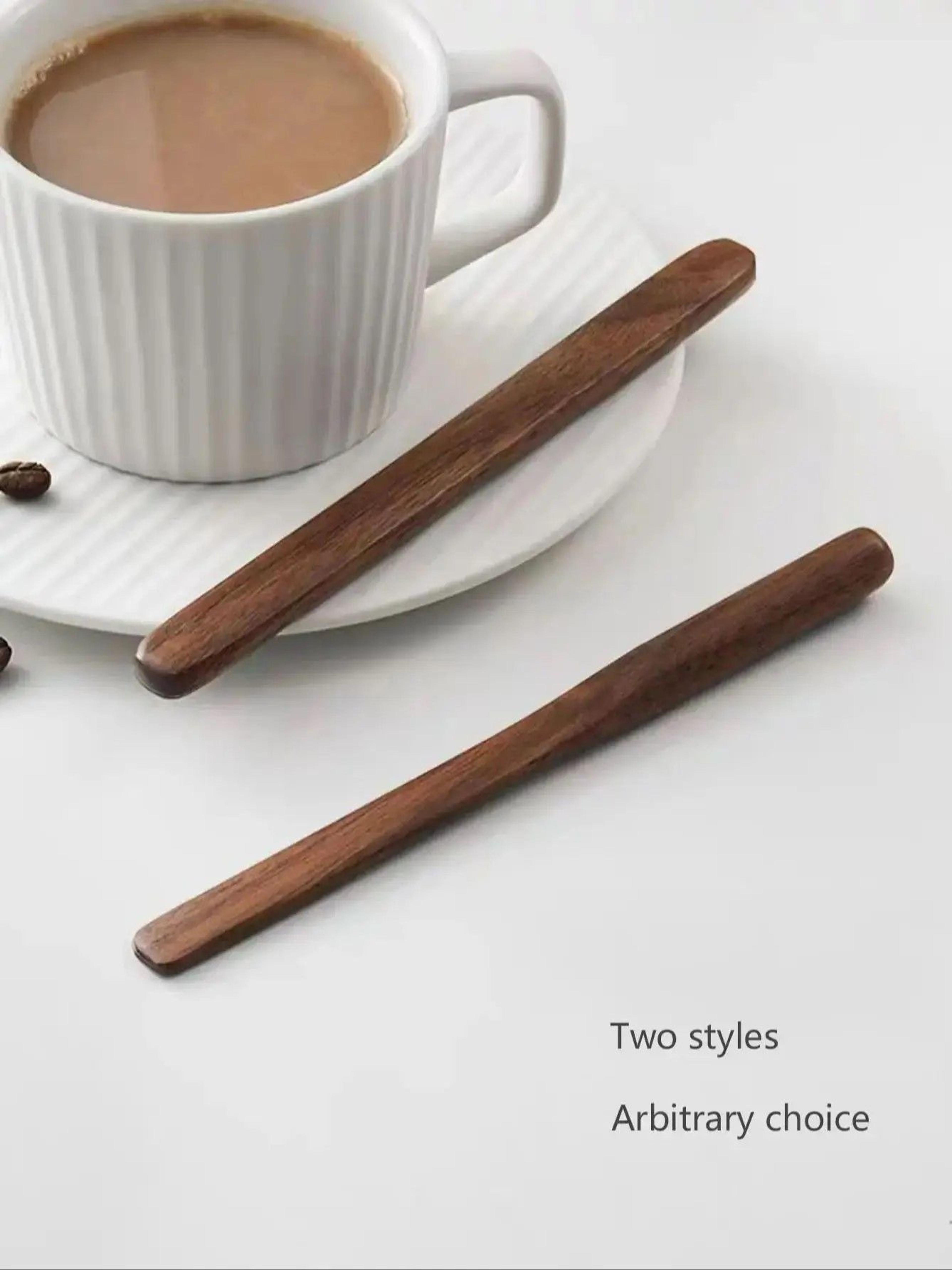 Walnut Wood LongHandle Mixing Spoon  Creative Wooden Coffee  Dessert Stirrer 1