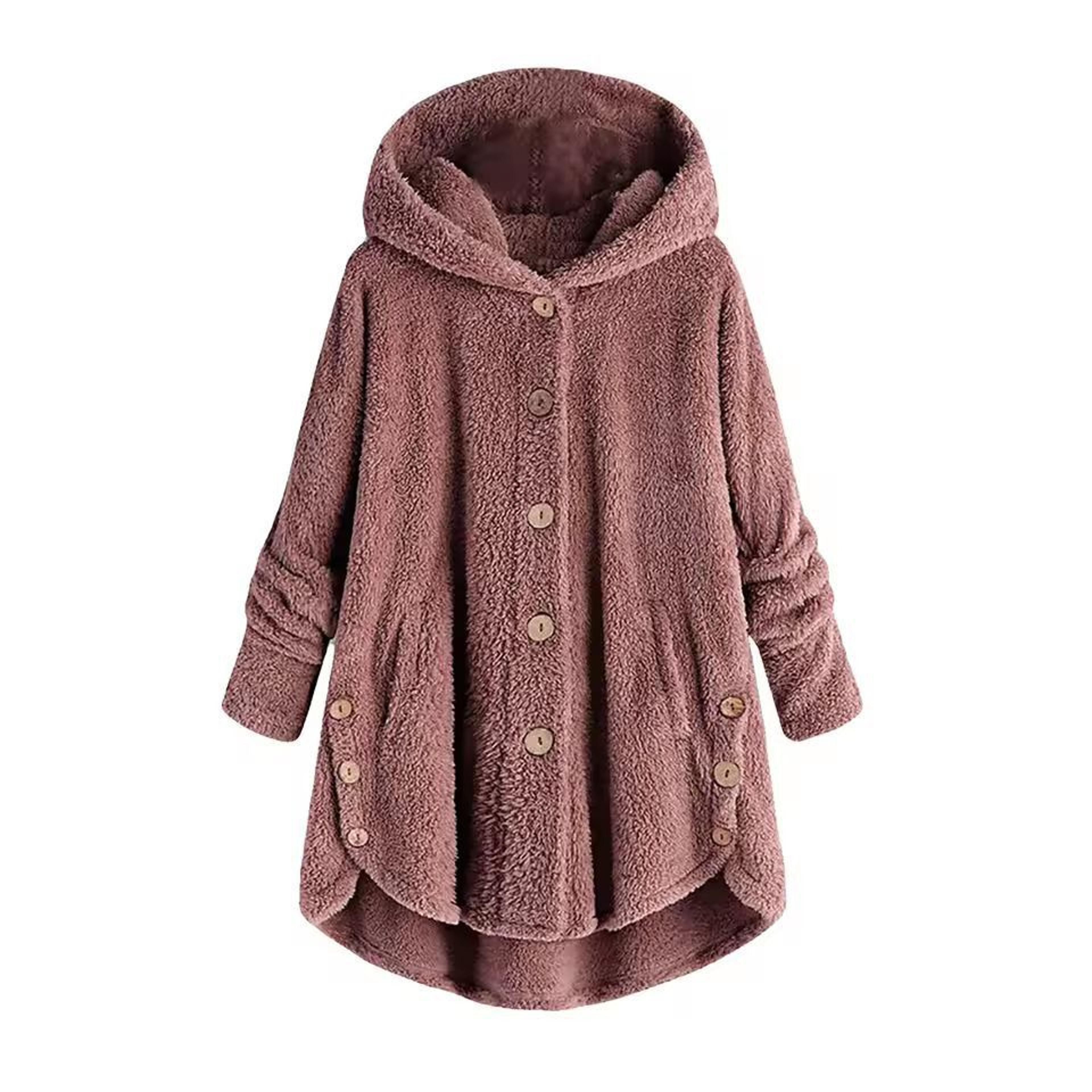 CosyHood Wool Blend Hooded Womens Coat Warm Autumn Winter Solid Colour Plush Jacket 7