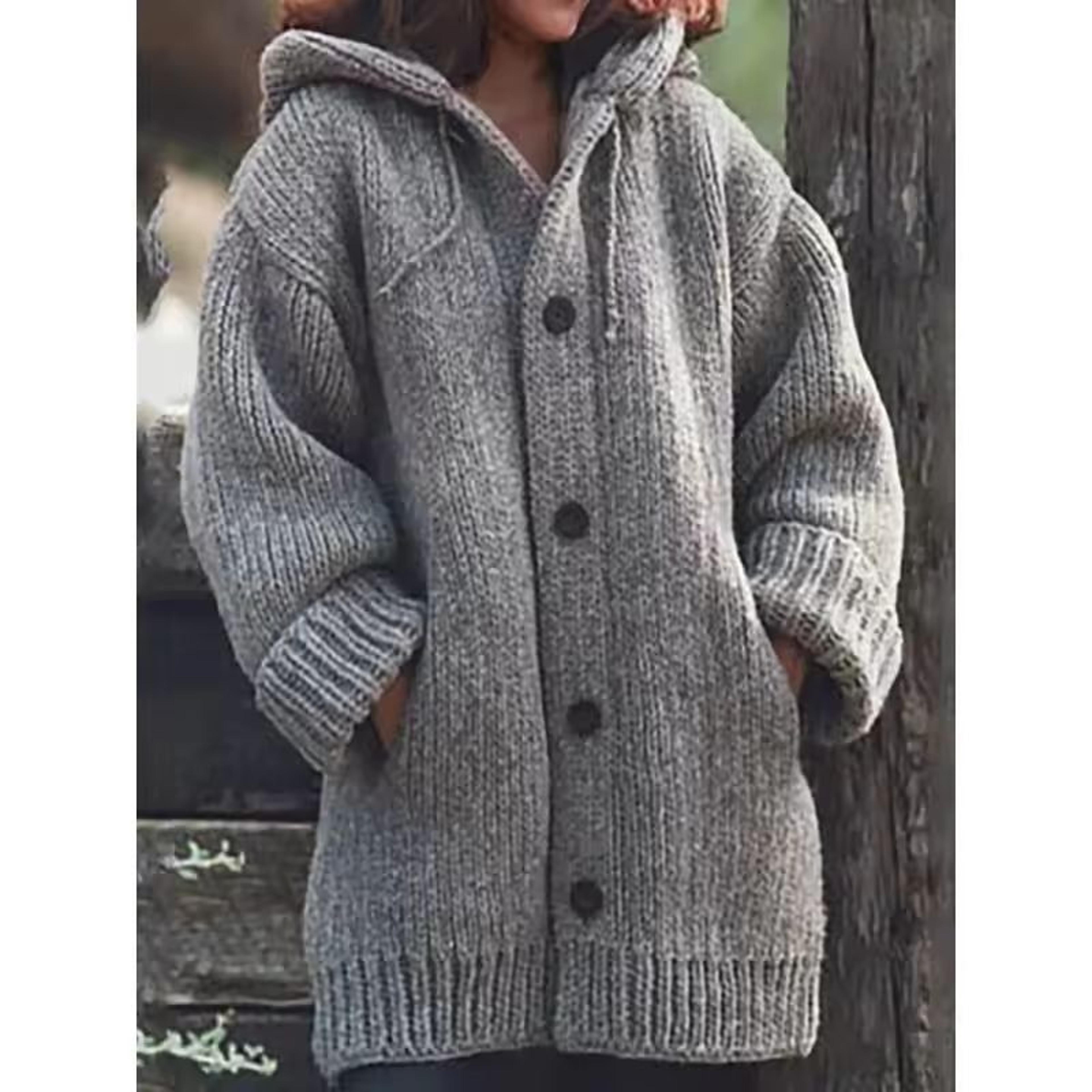 Warm Luxe Womens Chunky Knit ButtonDown Cardigan Coat With Pockets 5
