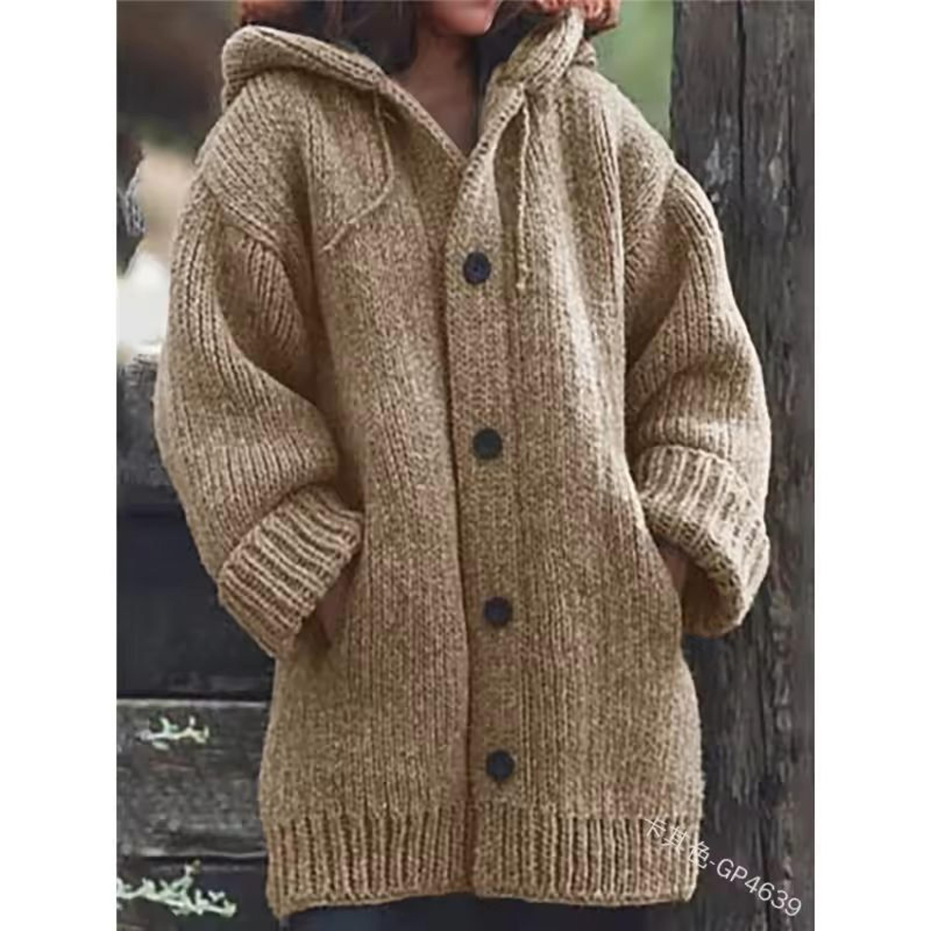 Warm Luxe Womens Chunky Knit ButtonDown Cardigan Coat With Pockets 7