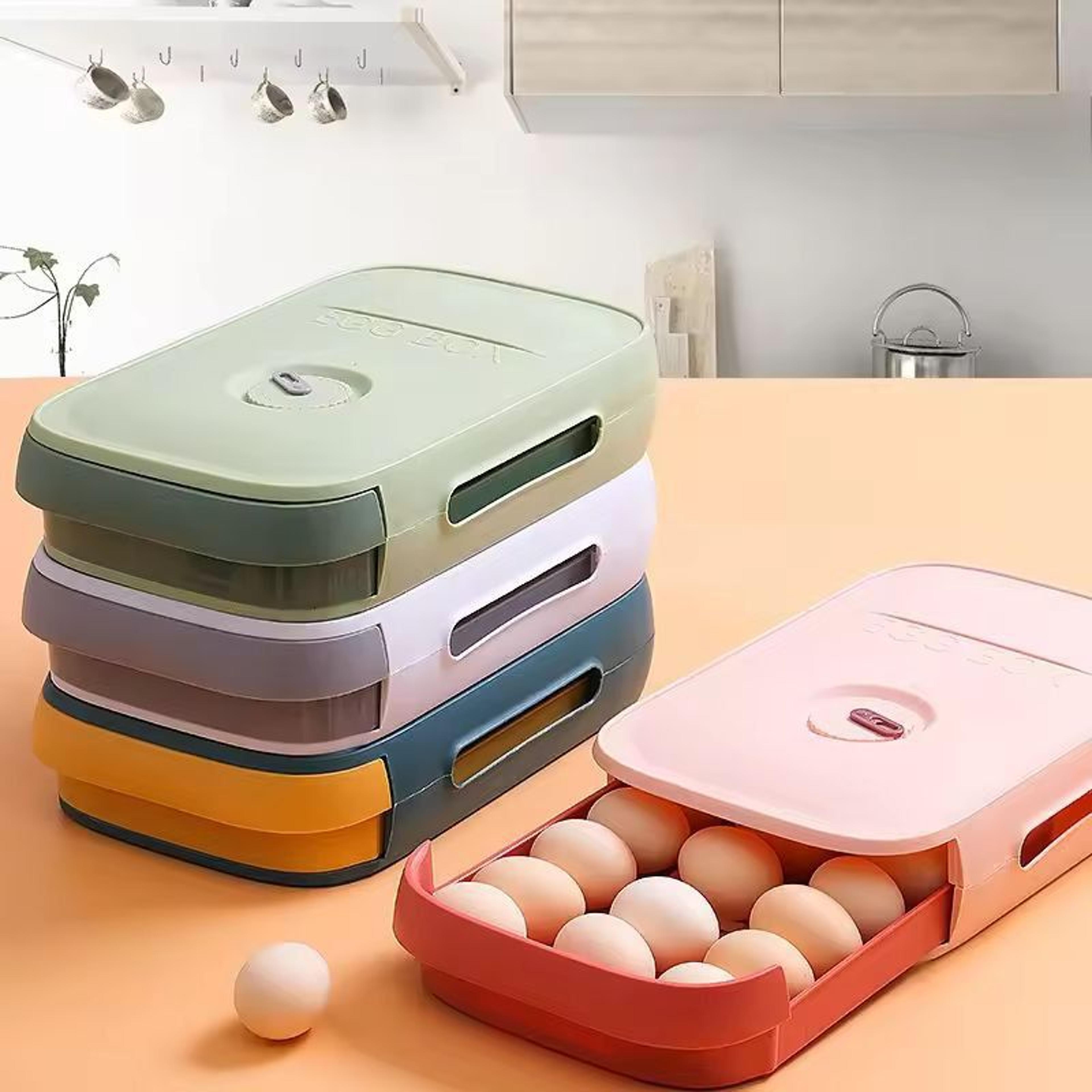 SpaceSaver Rolling Egg Organizer  Large Capacity Stackable Fridge Storage Box 0