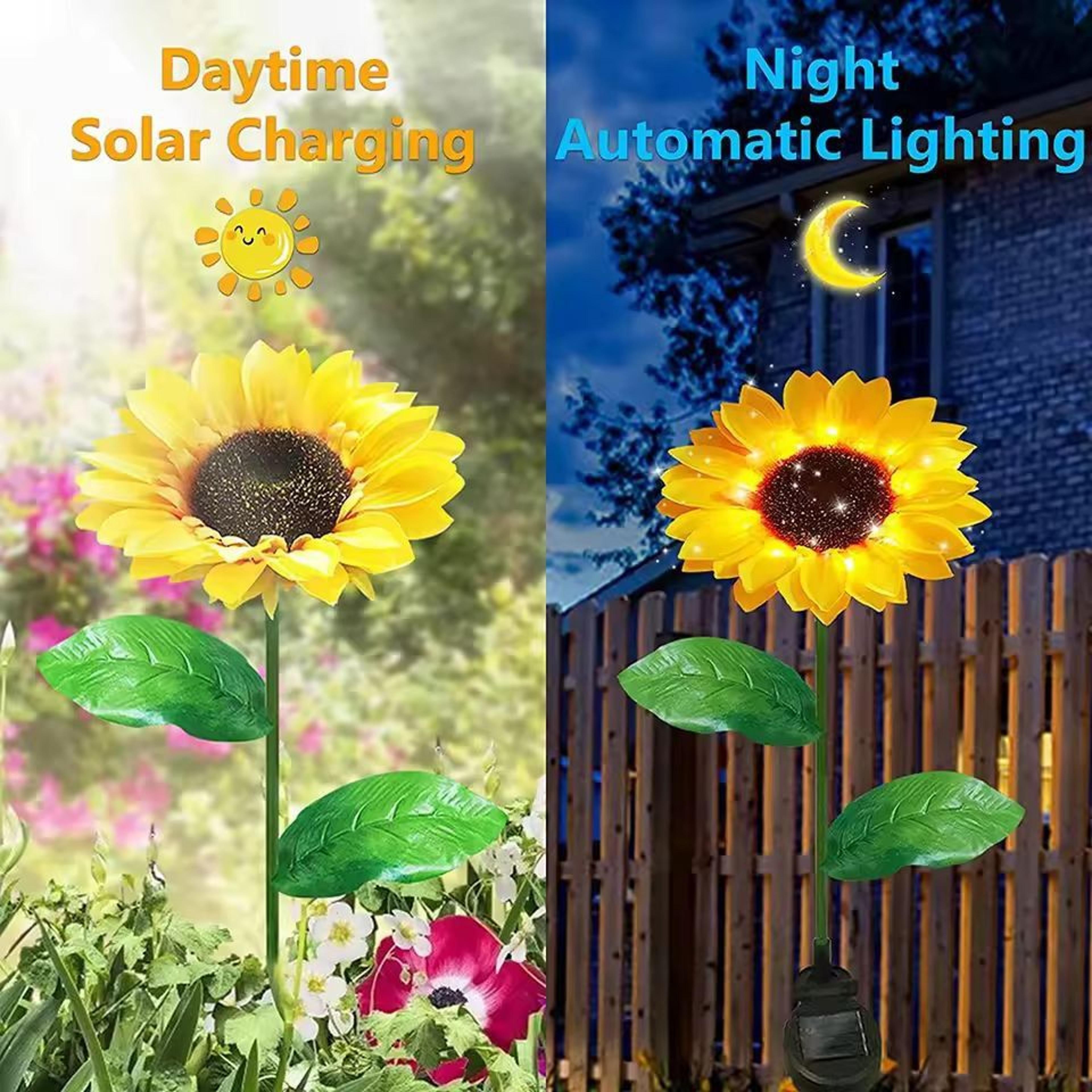 SunGlow Solar Sunflower Garden Lights  Realistic Outdoor Solar Sunflower Decor 4