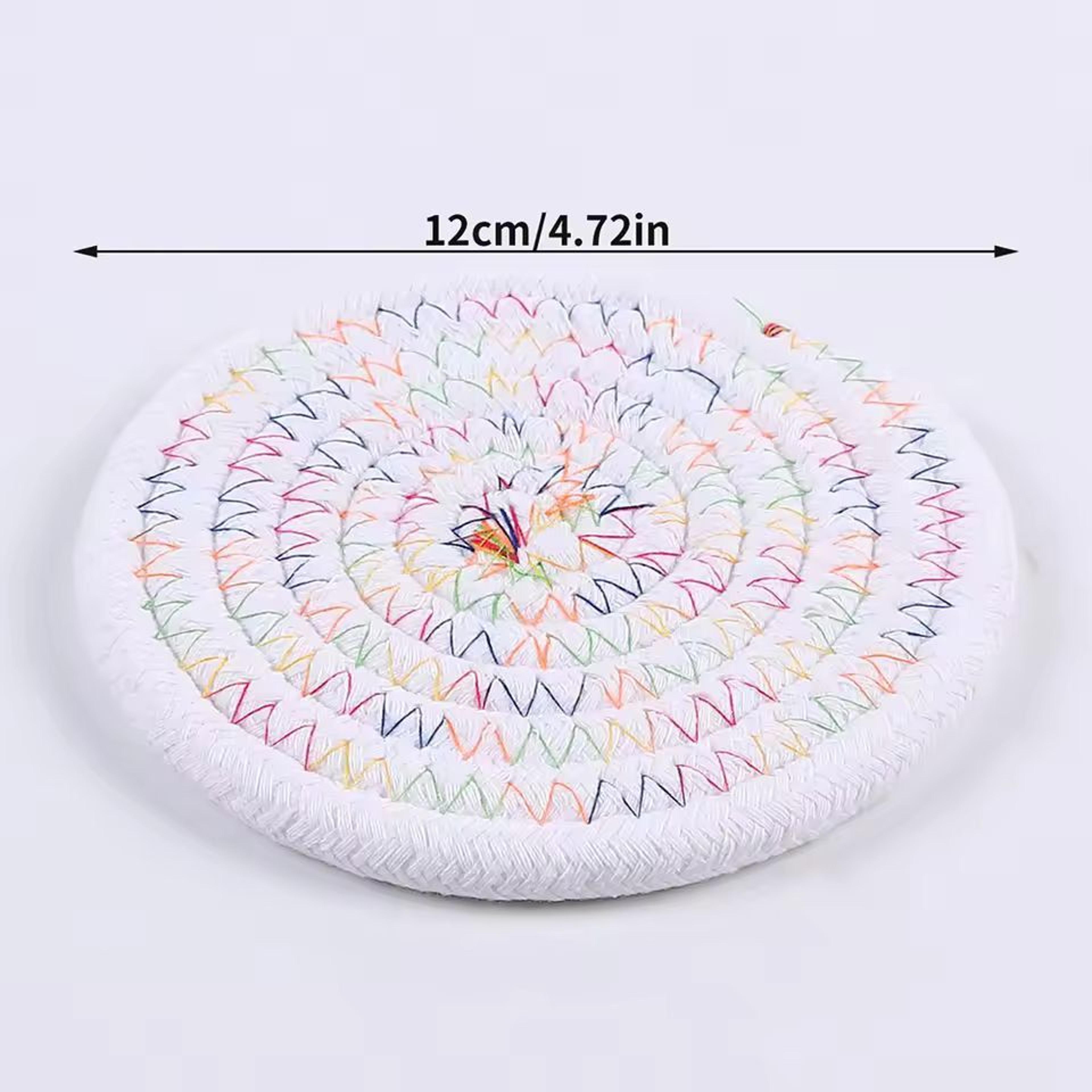 SilkWeave Round Cotton Cup Mat  12 Cm Stylish Tabletop Coaster  HeatProtection Pot Holder 9