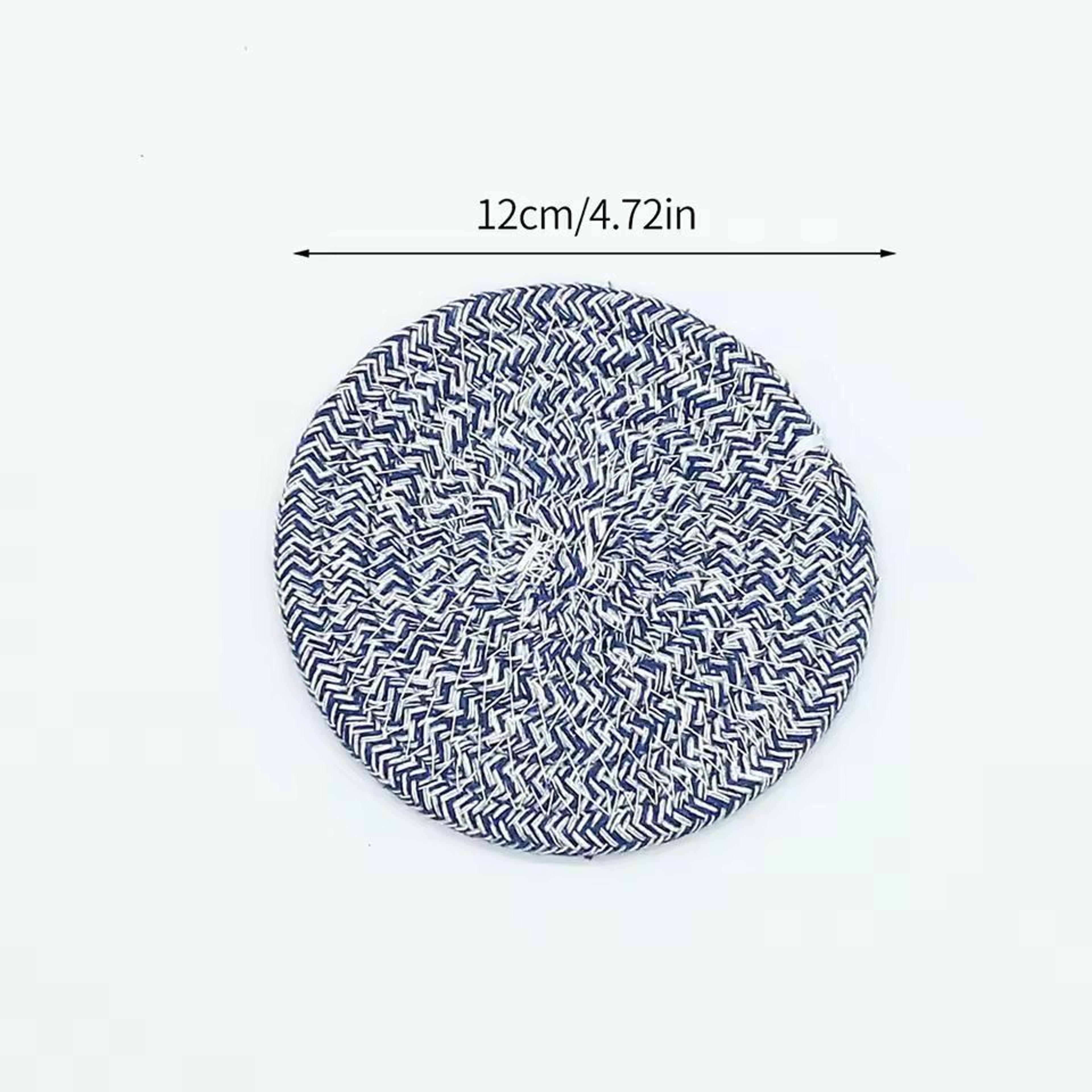 SilkWeave Round Cotton Cup Mat  12 Cm Stylish Tabletop Coaster  HeatProtection Pot Holder 18