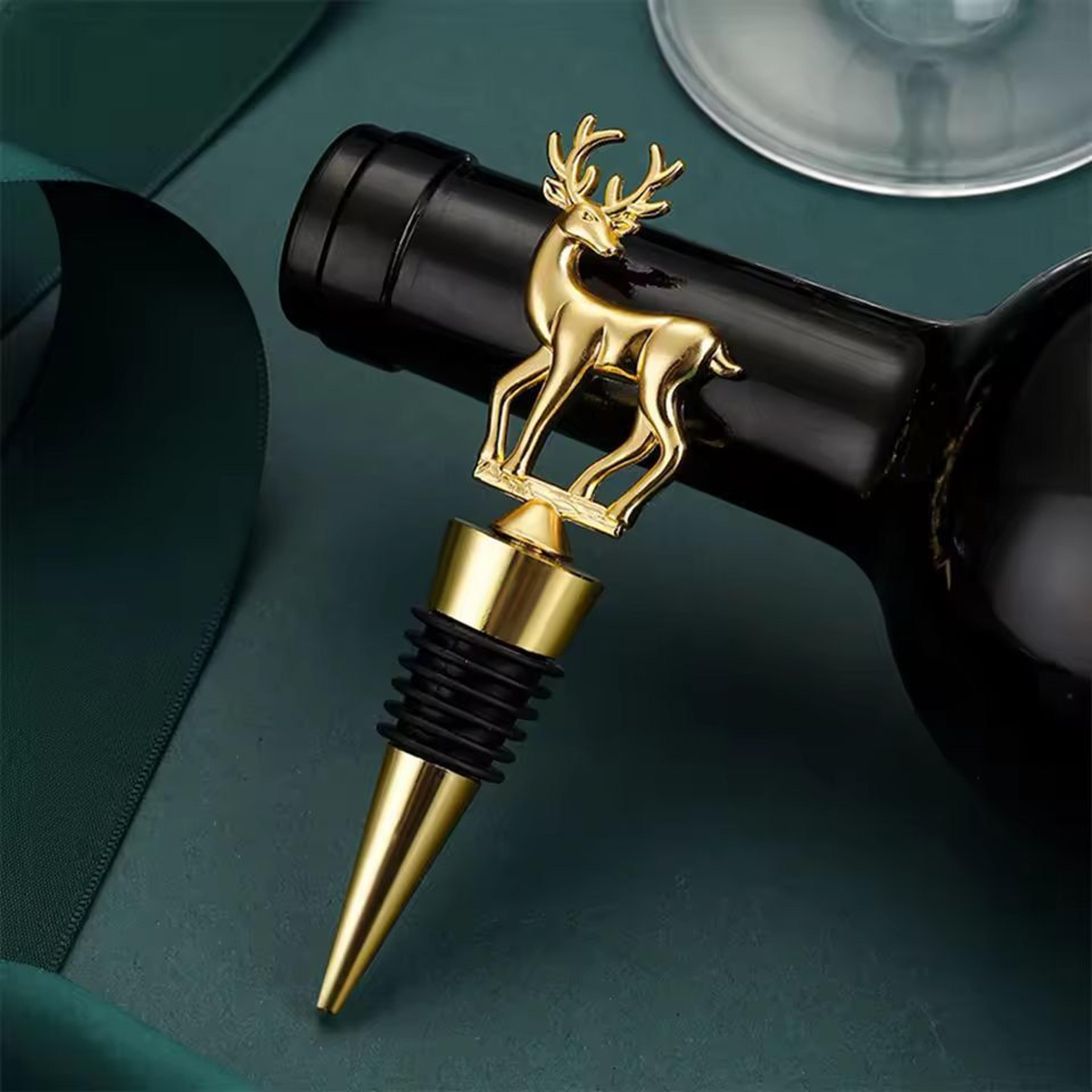 Festive Reindeer Wine Bottle Stopper  Elegant Christmas Wine Stopper For Parties  Gifts 0