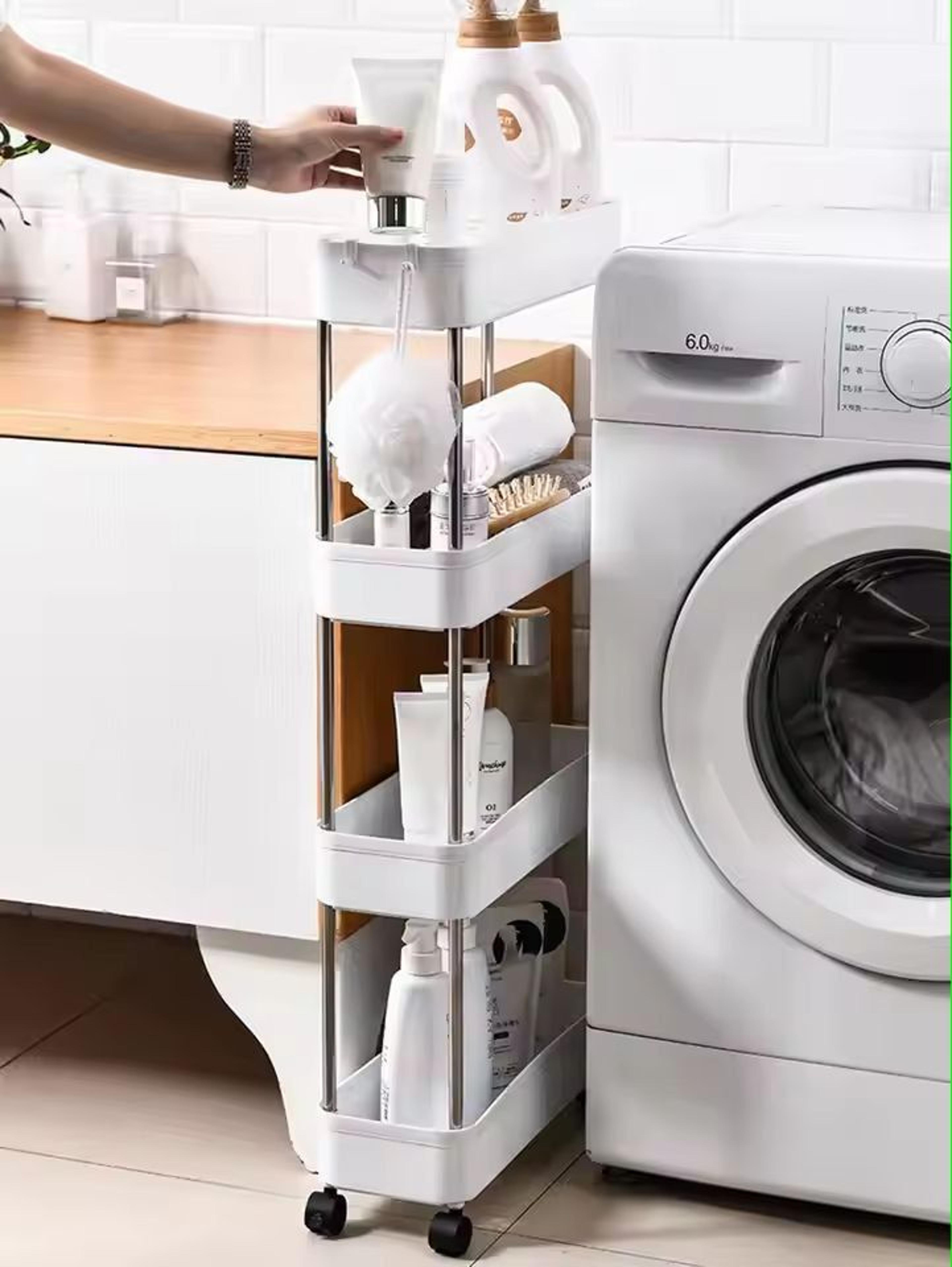 SlimRoll MultiTier Rolling Utility Cart SpaceSaving Mobile Storage Rack For Kitchen Bathroom  Livin 0