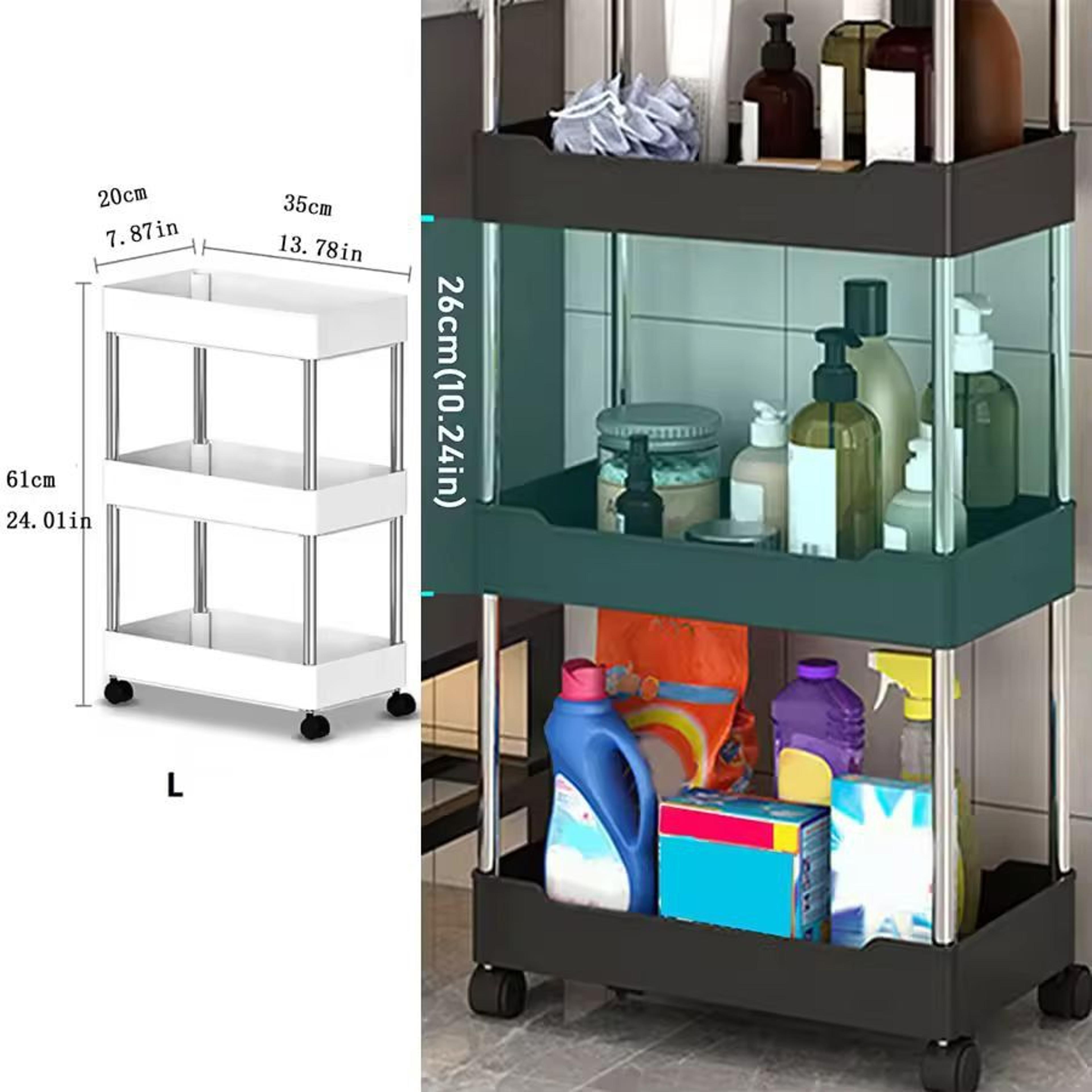 SlimSpace 34Tier Rolling Storage Cart Slim SlideOut Organizer Rack For Kitchen  Bathroom 12