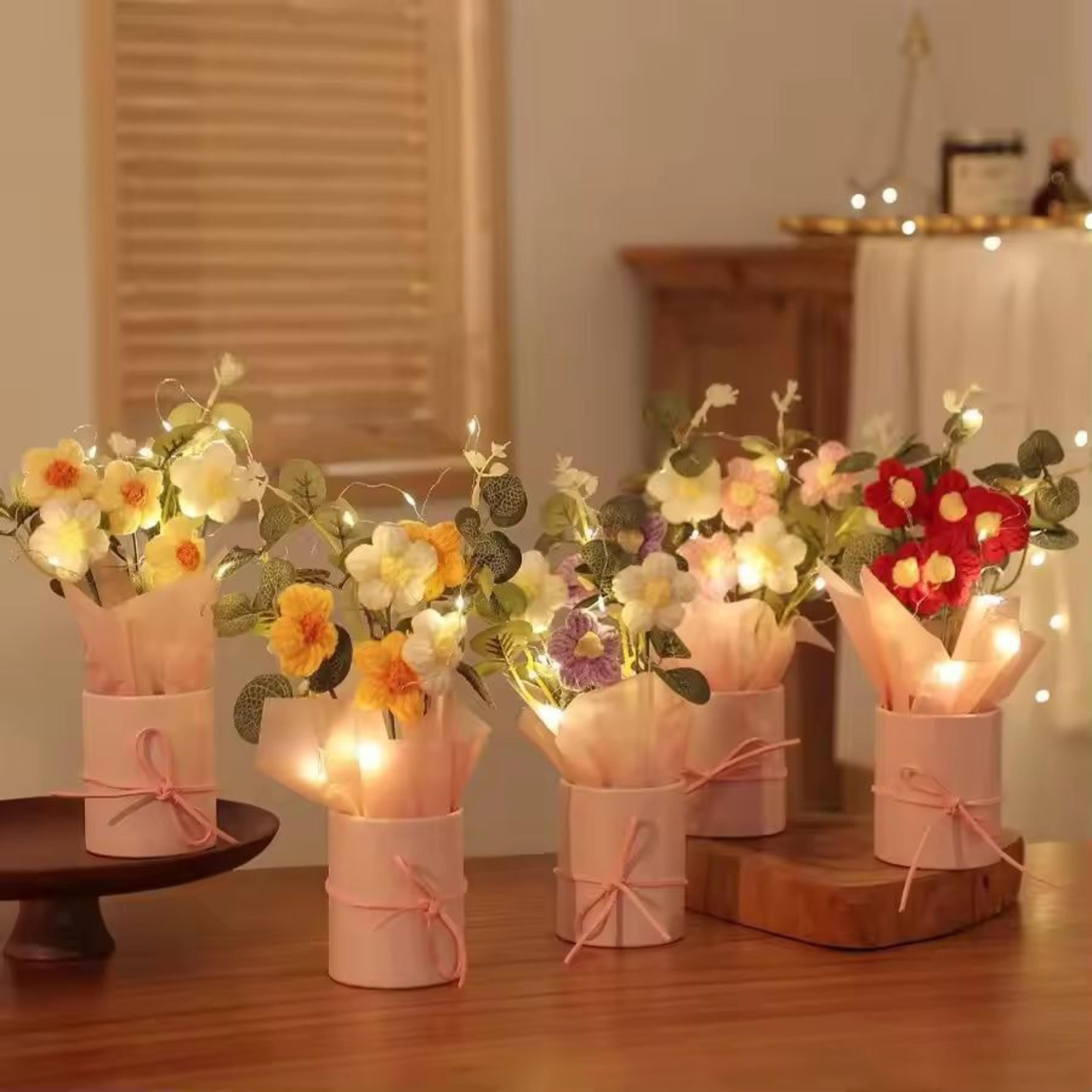 Handmade Crochet Flower Bouquet  Everlasting Artificial Yarn Flowers For Home Decor  Gifts 0