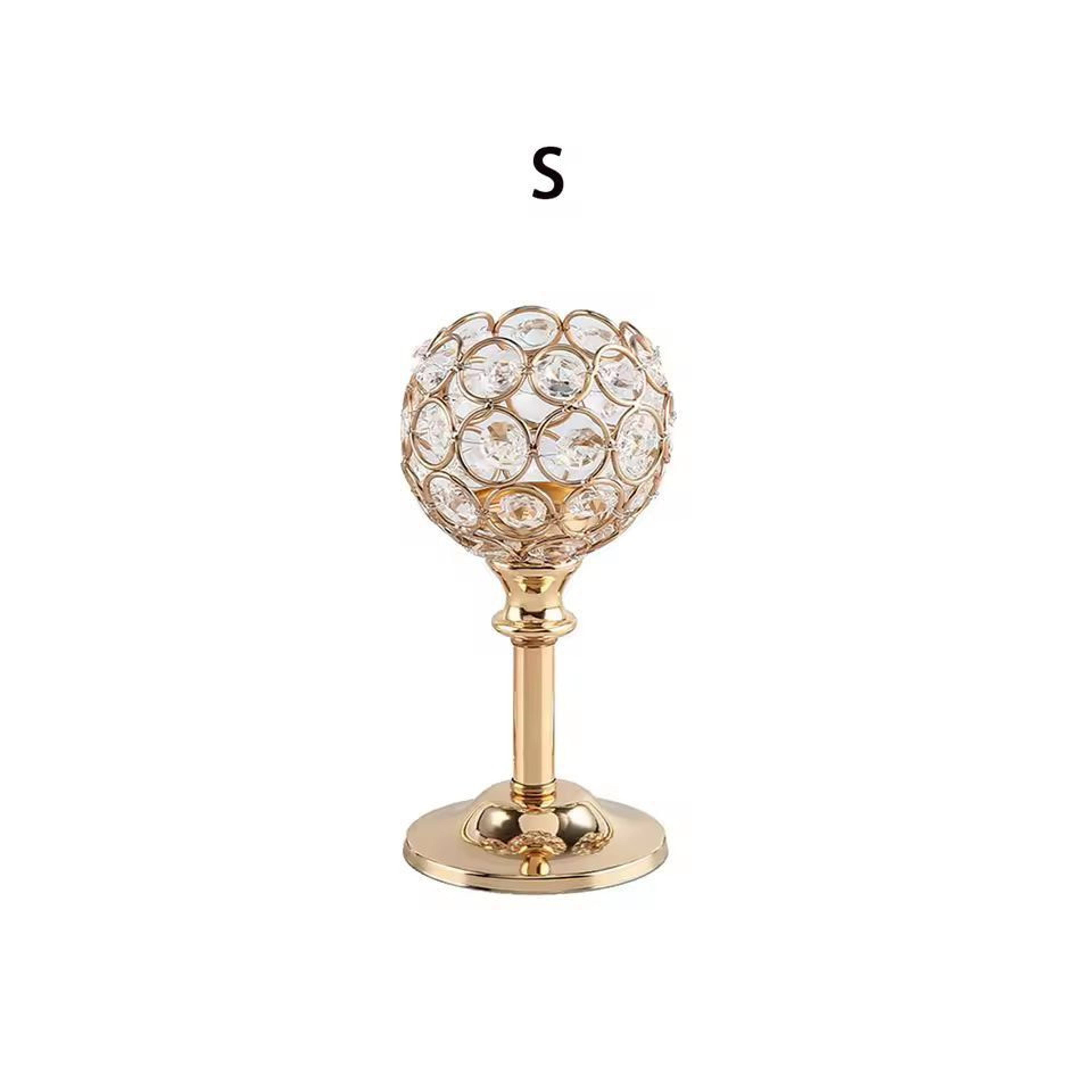 Luxora Golden Crystal Candle Holder  Elegant Tealight  Centerpiece Stand Set Of 1  3 8