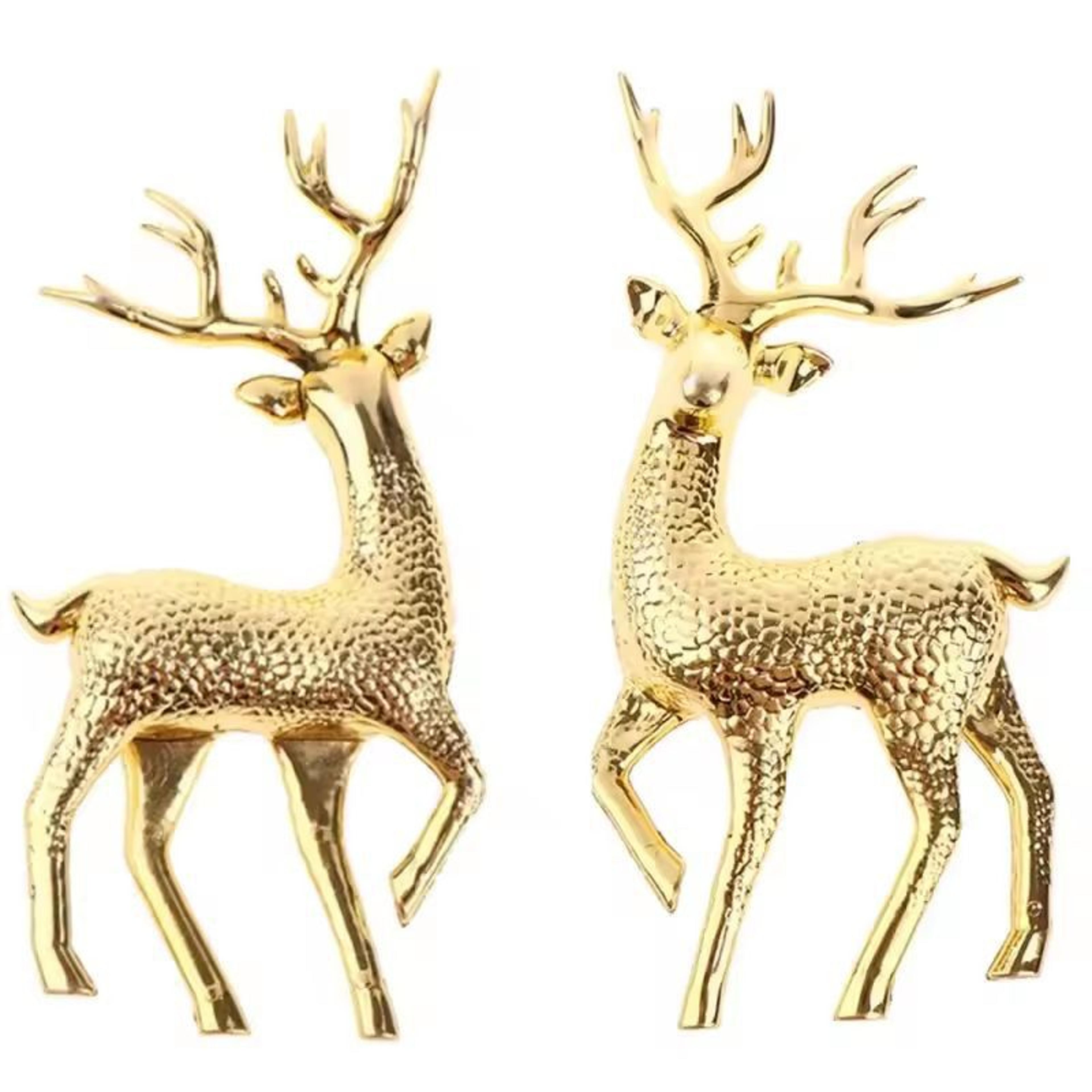 Elegant Gold Deer Statue  Luxury Reindeer Figurines For Living Room  Christmas Decor 0