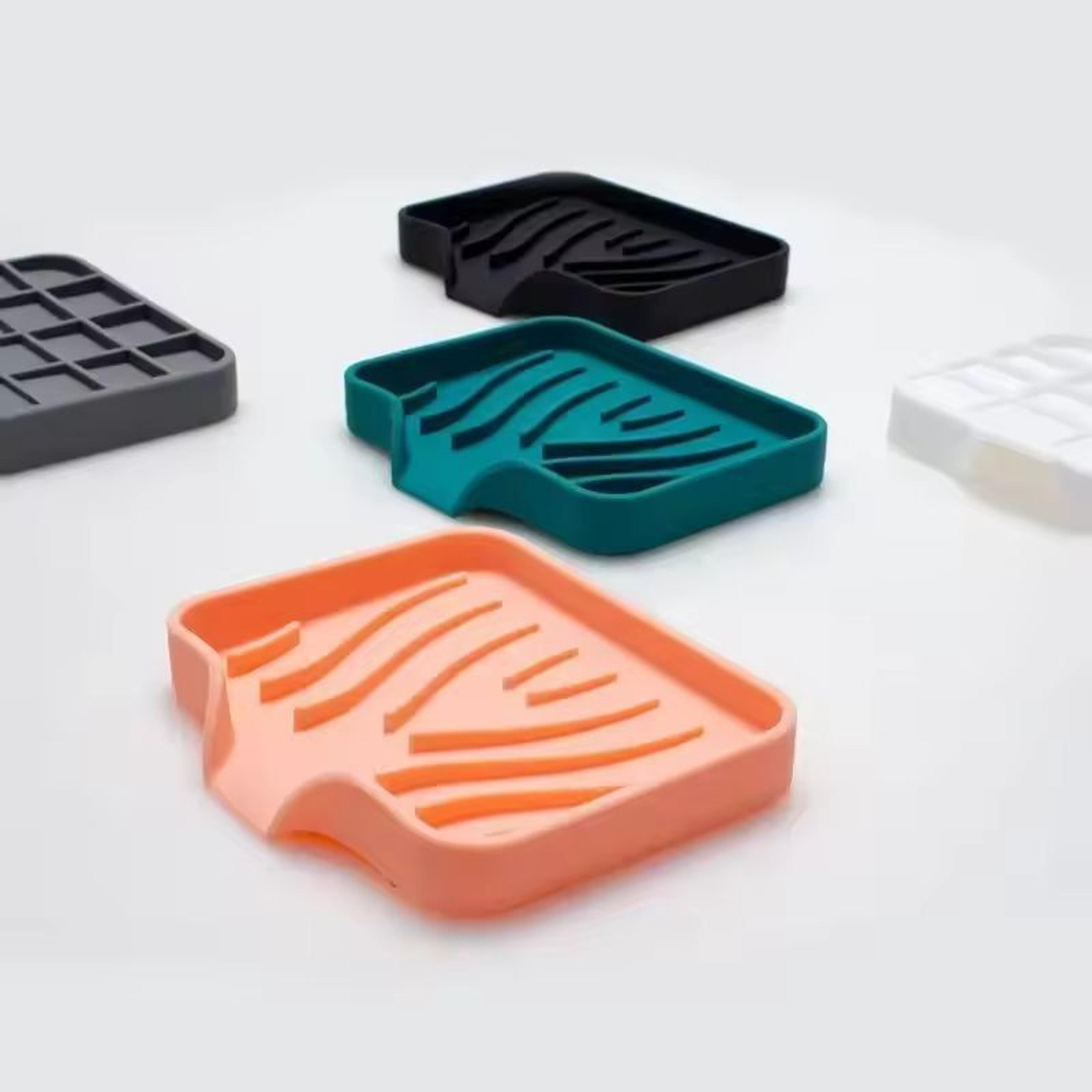 Silicone SelfDraining Soap Tray  Compact Soap  Sponge Holder For Bathroom  Kitchen 5