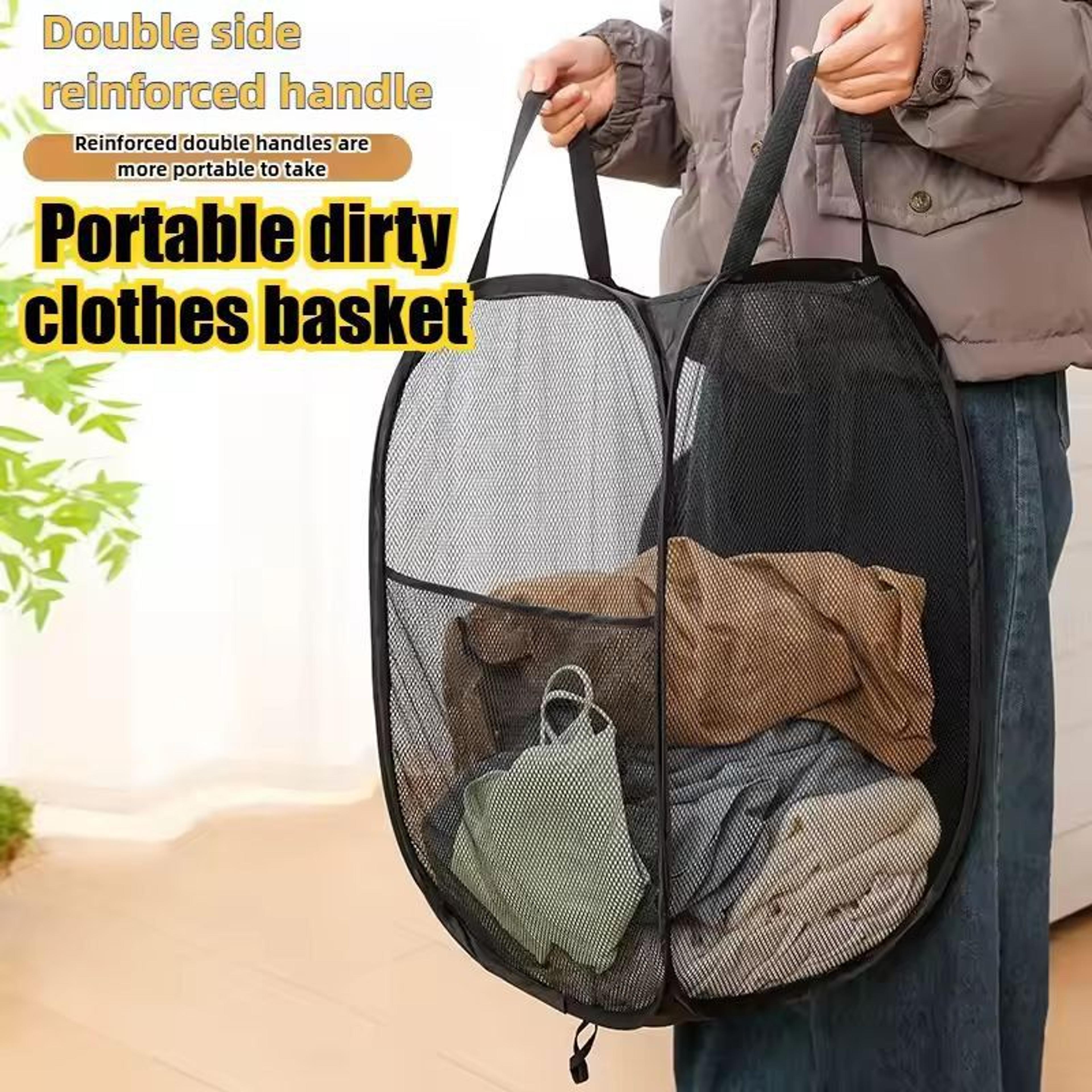 LargeCapacity Foldable Mesh Laundry Basket  Dirty Clothes Organizer 0