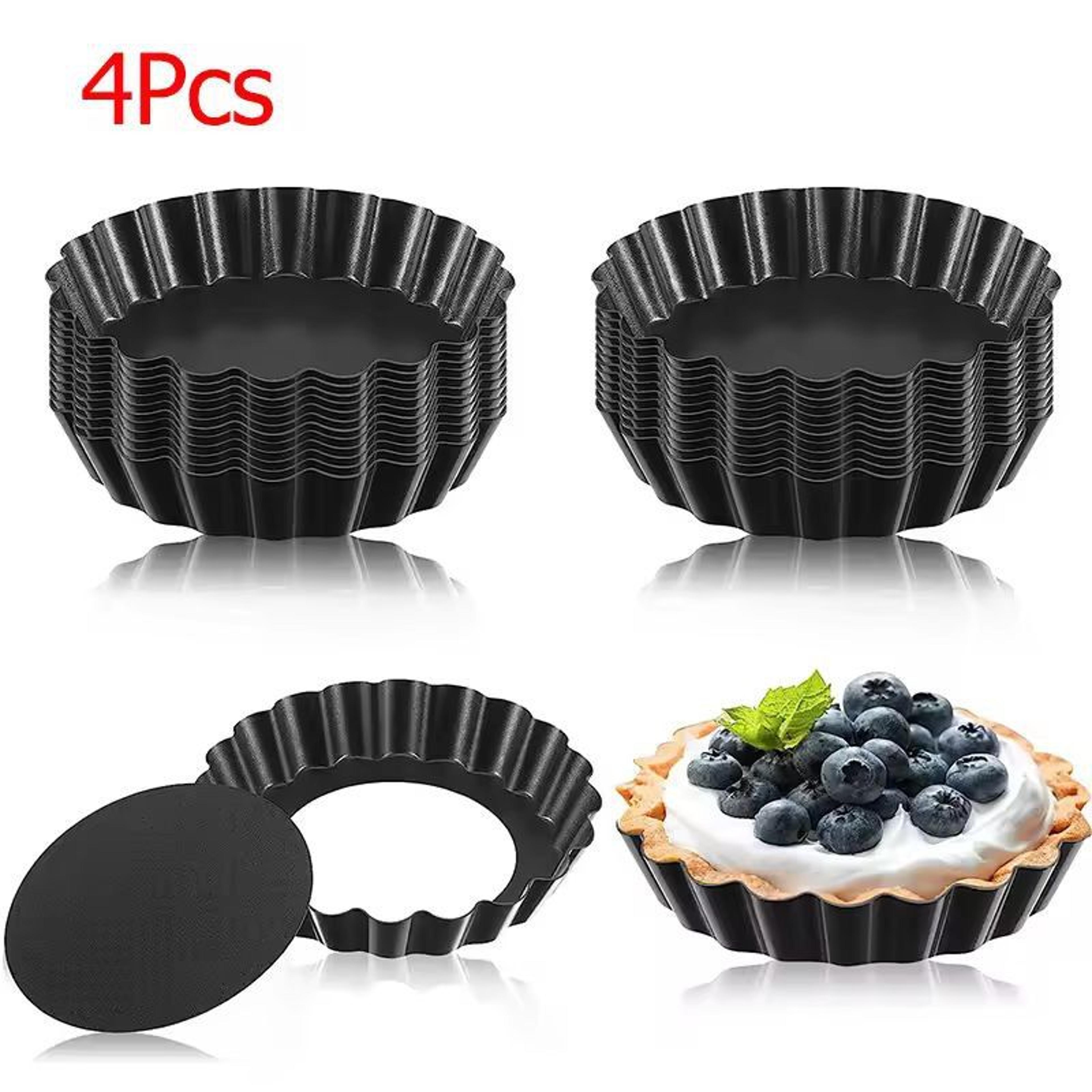 LMETJMA 8 Cm Nonstick Mini Tart Pans  RemovableBottom Egg Tart  Cupcake Molds 6