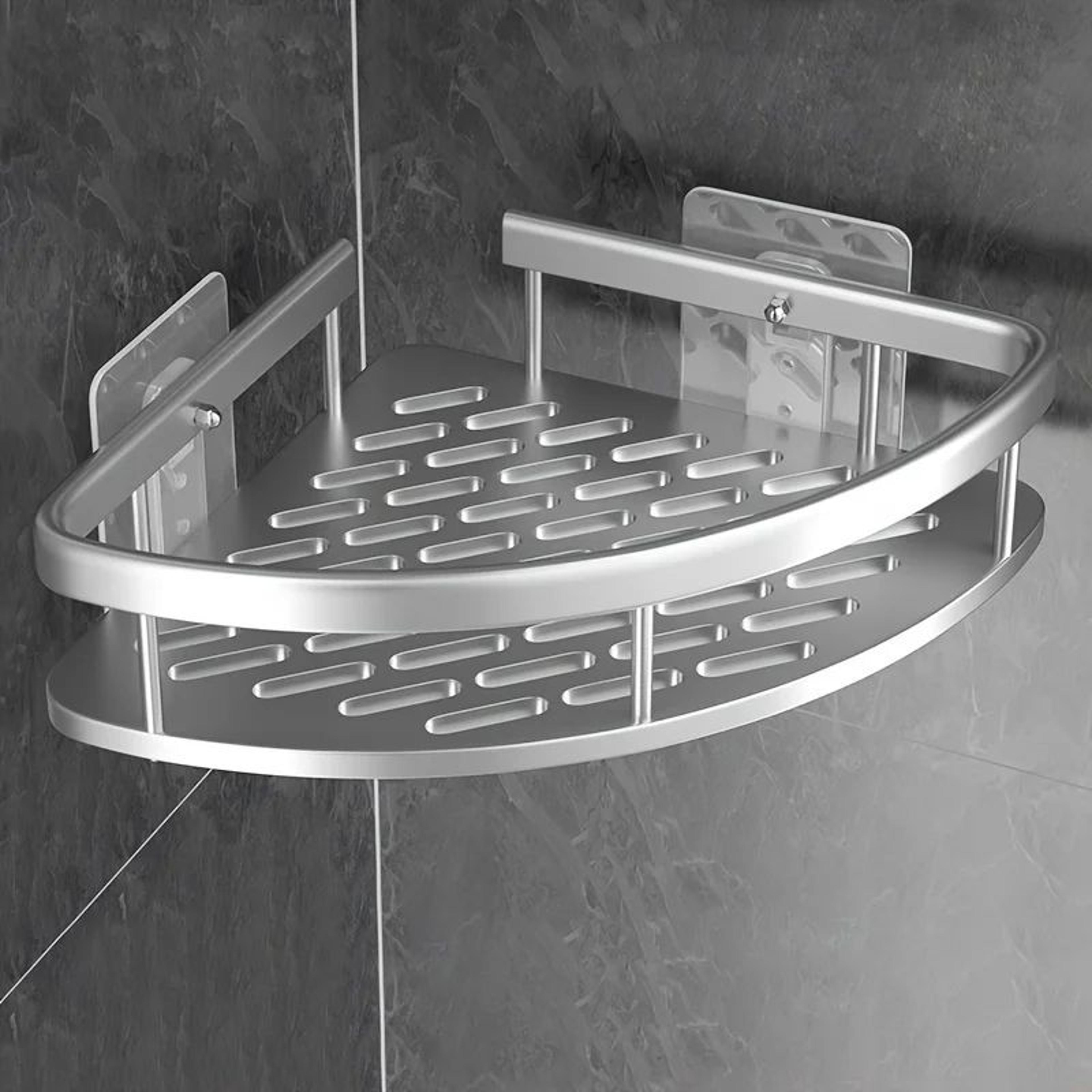 Deluxe Corner Tension Shower Caddy  Stainless Steel Wall Corner Shelf Organizer 0