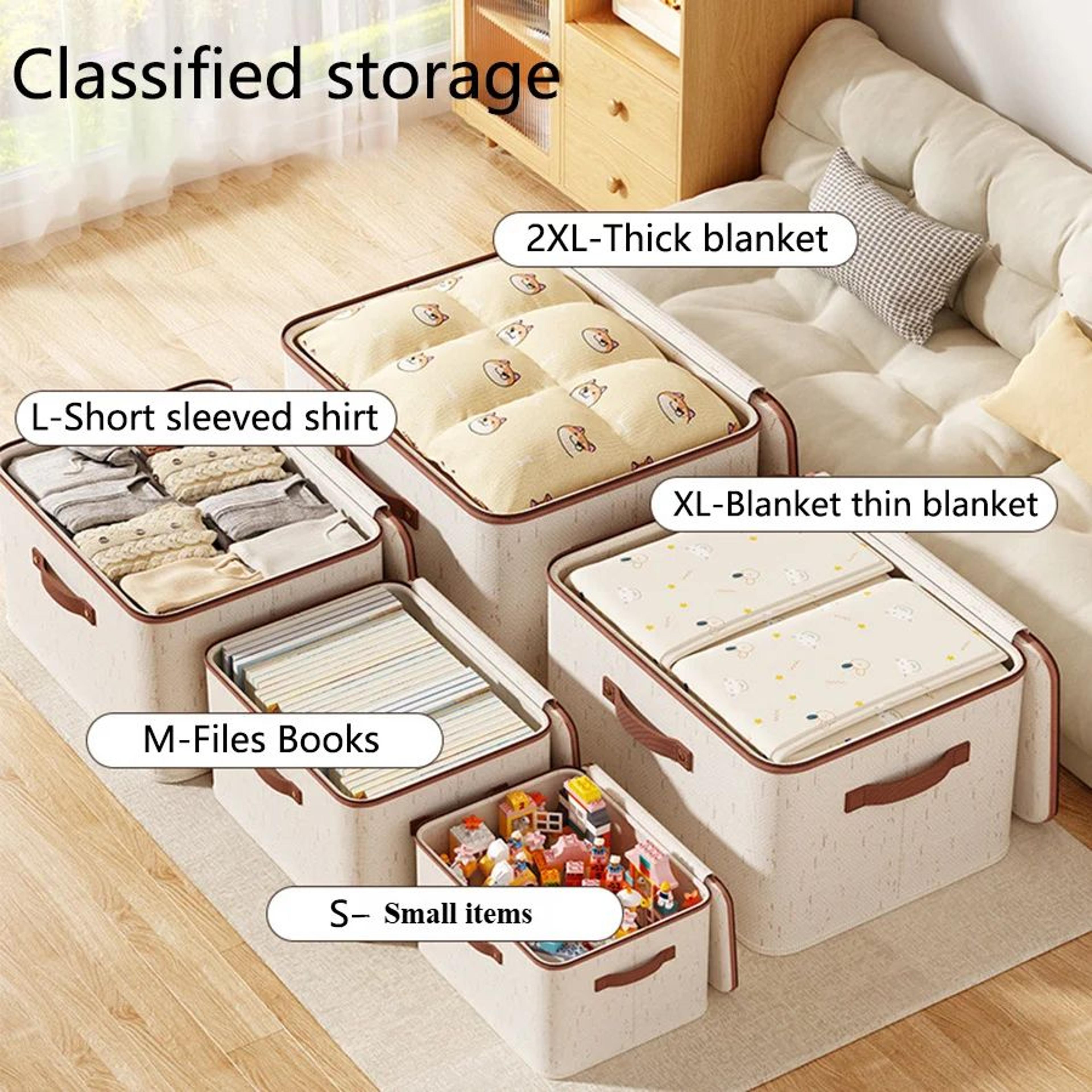 LinenEase Linen Clothes Storage Box  Foldable Fabric Closet Organizer With Zipper 3