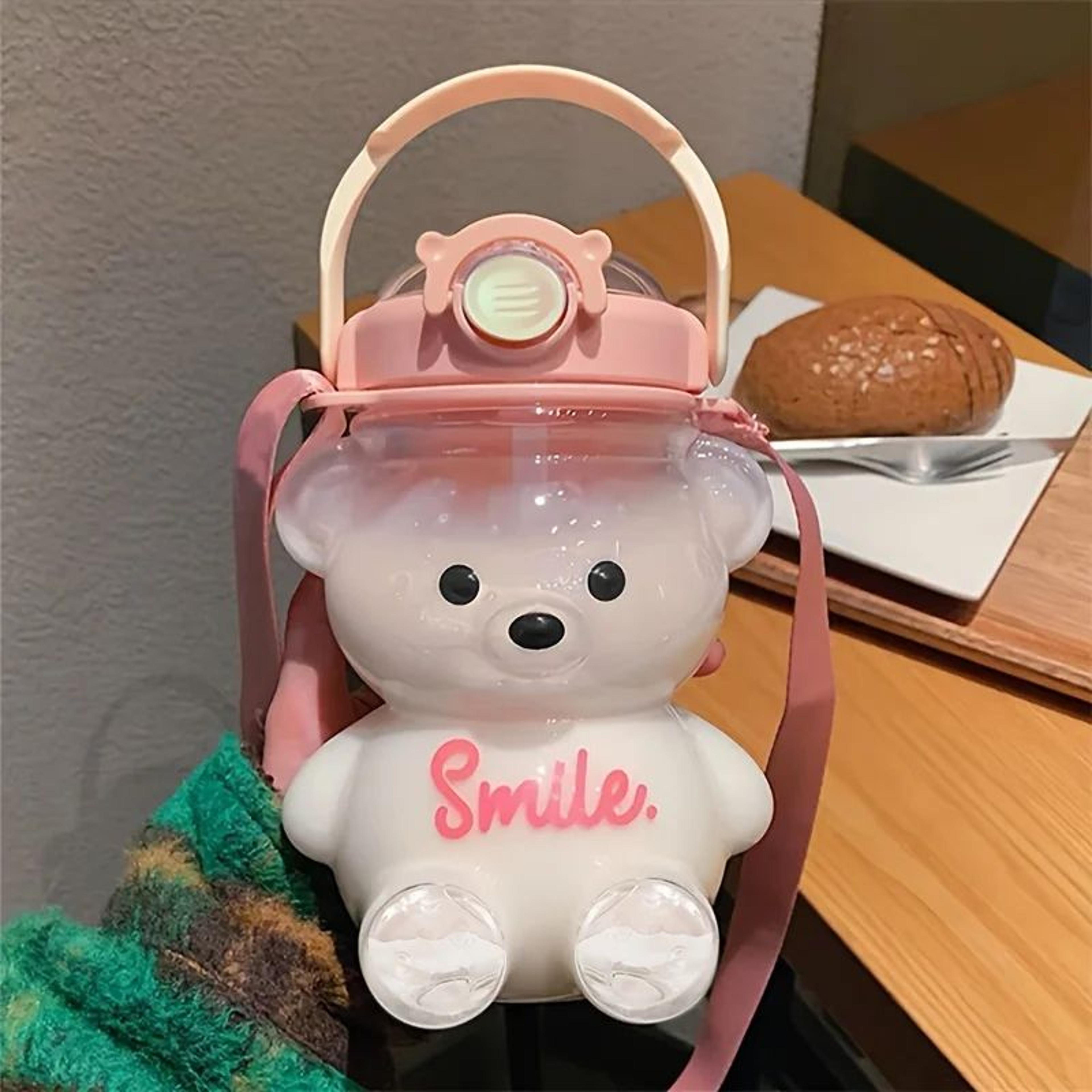 Cute Bear LargeCapacity Water Bottle  1000 Ml  1400 Ml Kids  Outdoor Tumbler With Straw 8