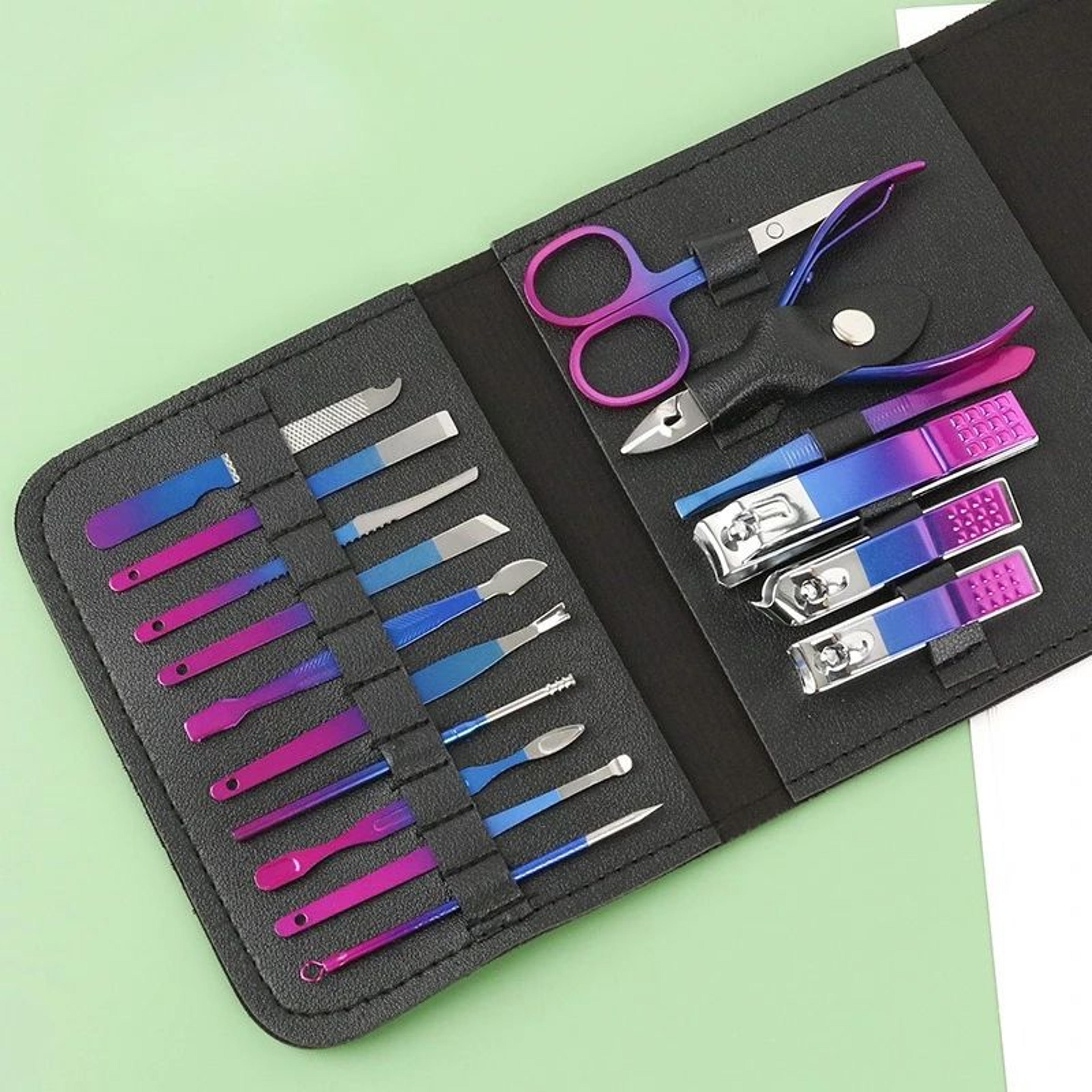 Premium 16Piece Professional Manicure Set With Precision Cuticle Nippers And Leather Travel Case 1